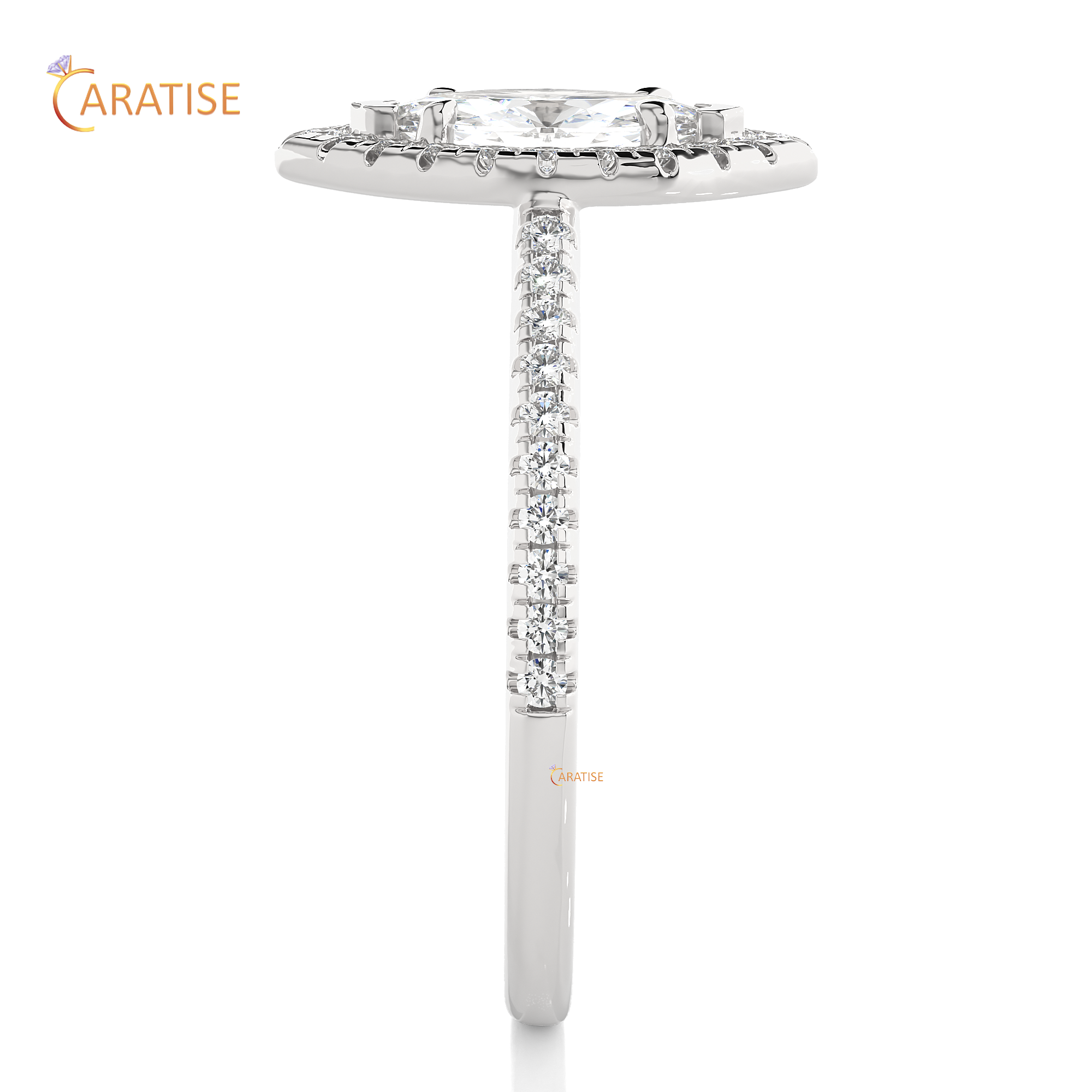 0.89 TDW Round Cut Halo Moissanite Diamond Ring 925 Silver