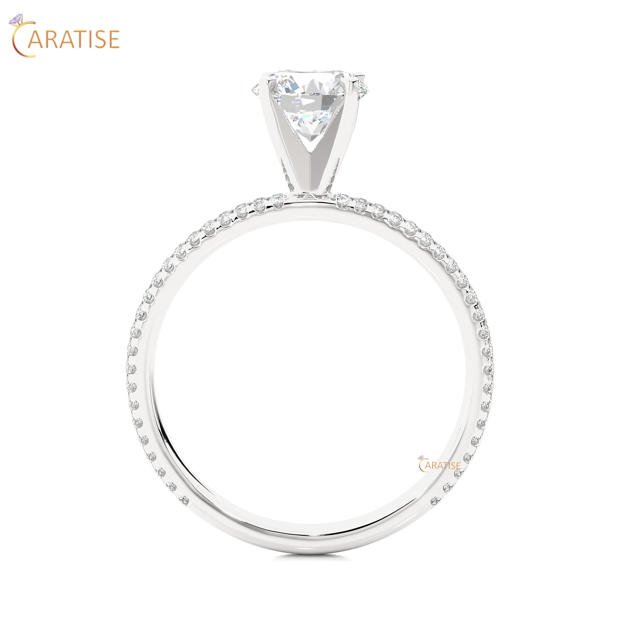 1.14 TDW Round Cut Engagement Moissanite Diamond Ring 925 Silver