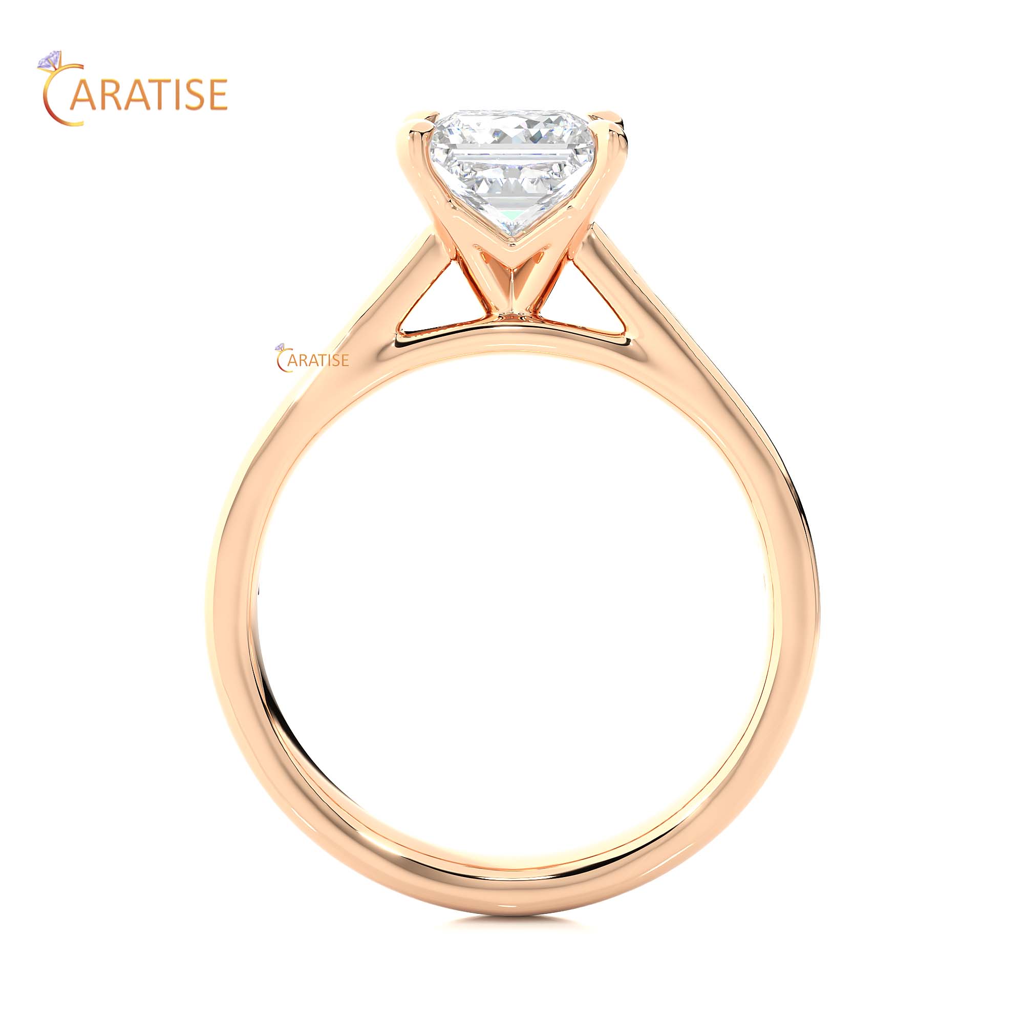 1.95 TDW Princess Cut Engagement Moissanite Diamond Ring 925 Silver