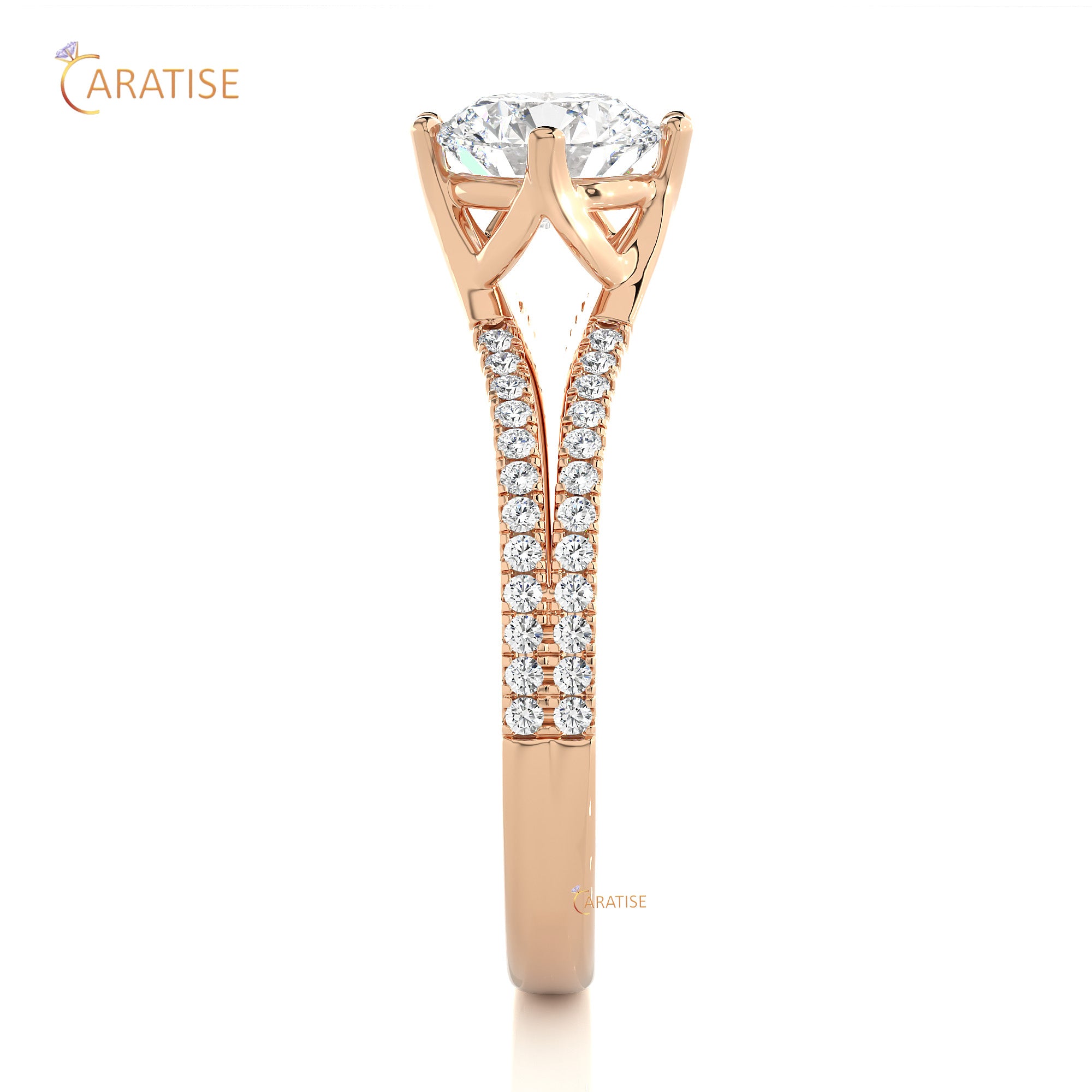 1.05 TDW Round Cut Engagement Moissanite Diamond Ring 925 Silver