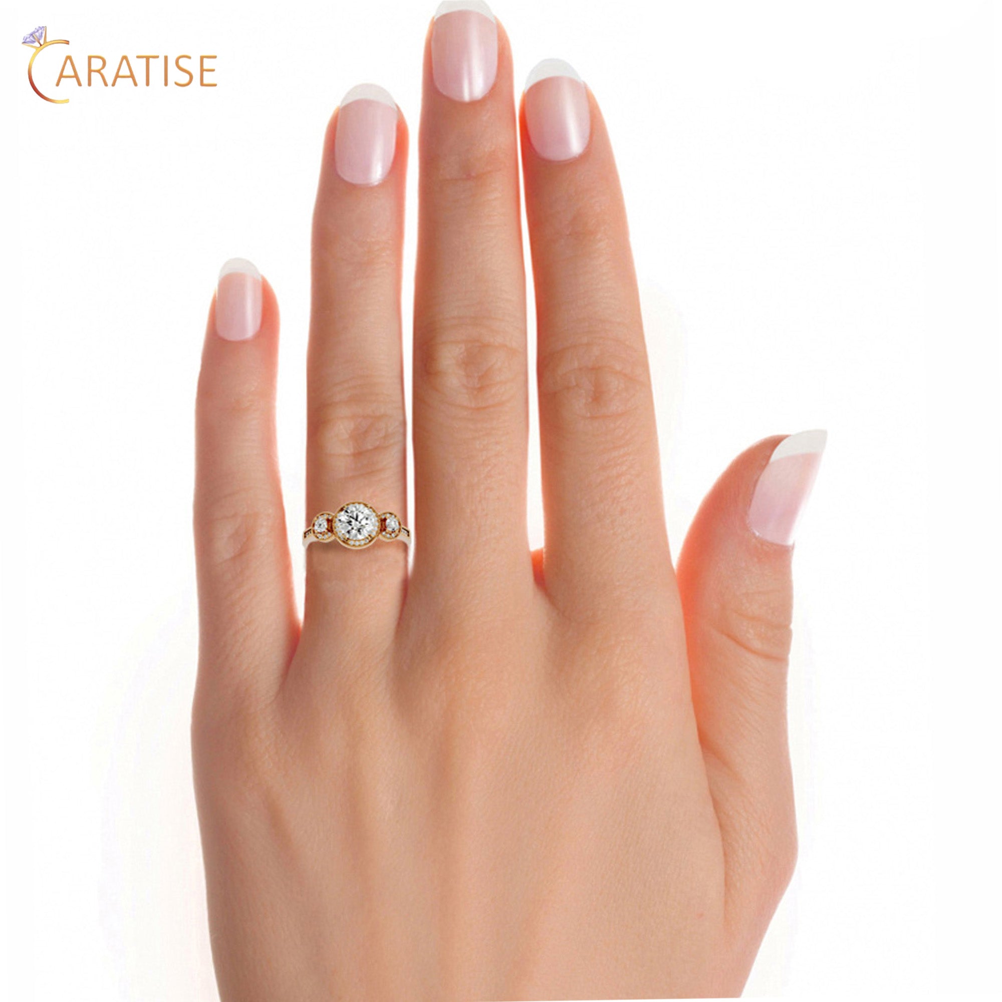 1.43 TDW Round Cut Engagement Moissanite Diamond Ring 925 Silver