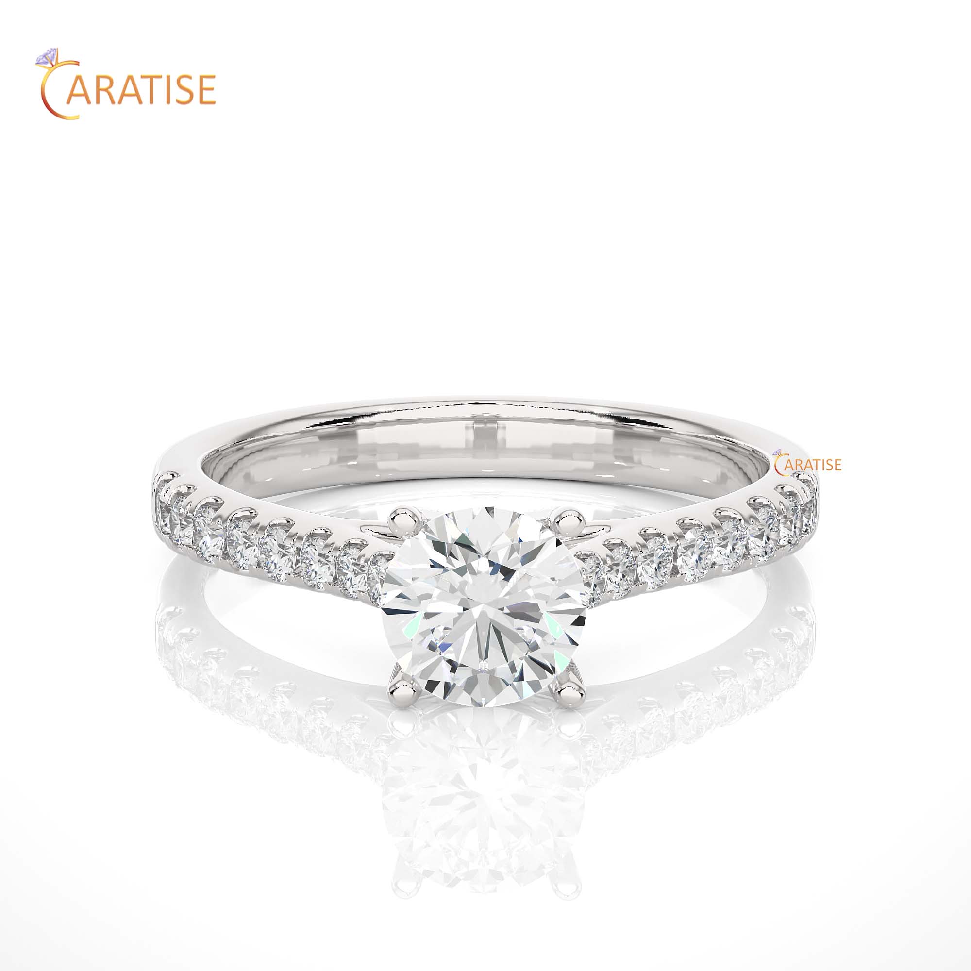 0.85 TDW Round Cut Engagement Moissanite Diamond Ring 925 Silver