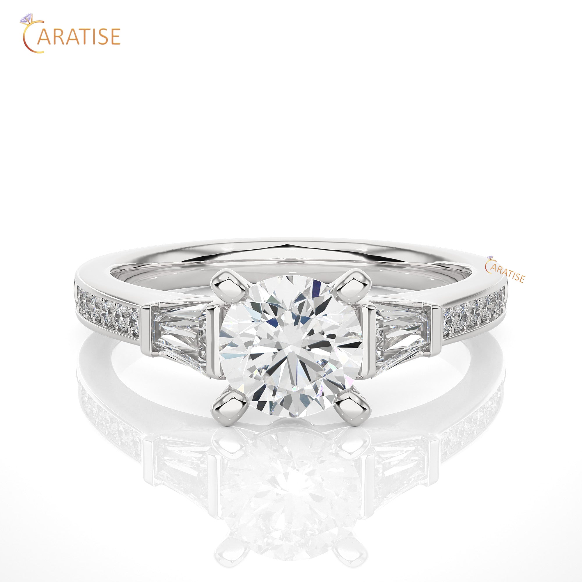 1.69 TDW Round Cut Engagement Moissanite Diamond Ring 925 Silver