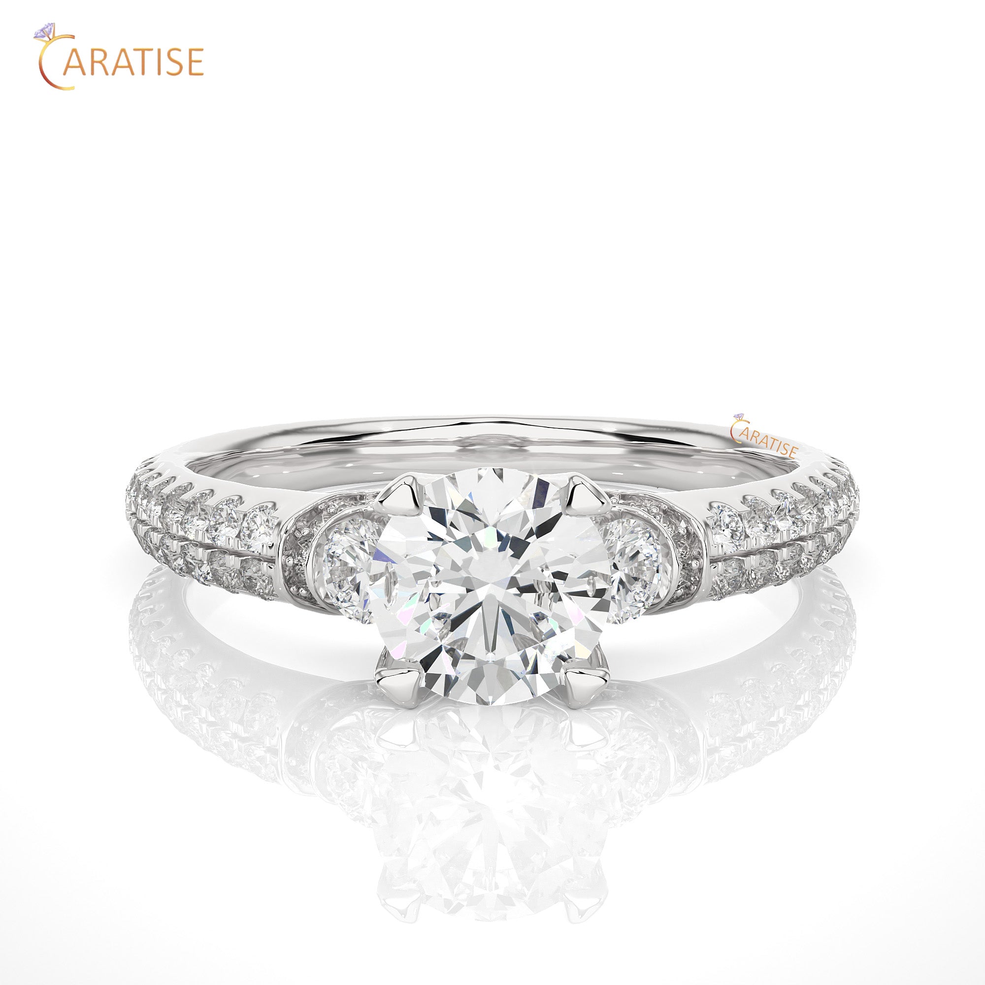 1.44 TDW Round Cut Engagement Moissanite Diamond Ring 925 Silver