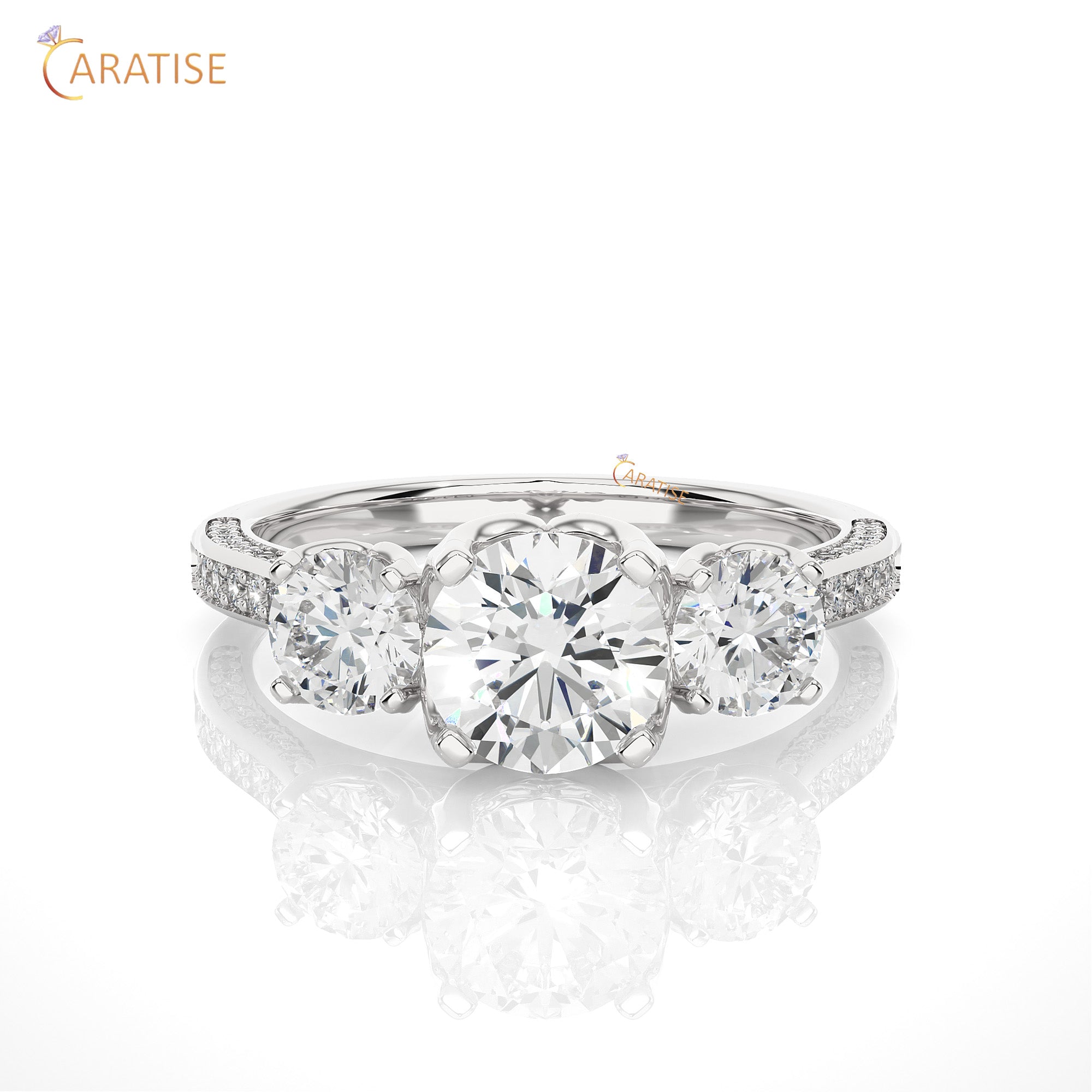 1.90 TDW Round Cut Engagement Moissanite Diamond Ring 925 Silver