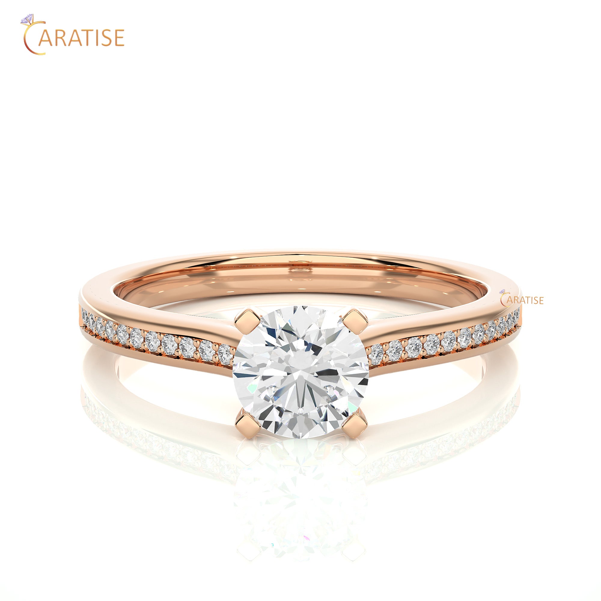 0.75 TDW Round Cut Engagement Moissanite Diamond Ring 925 Silver