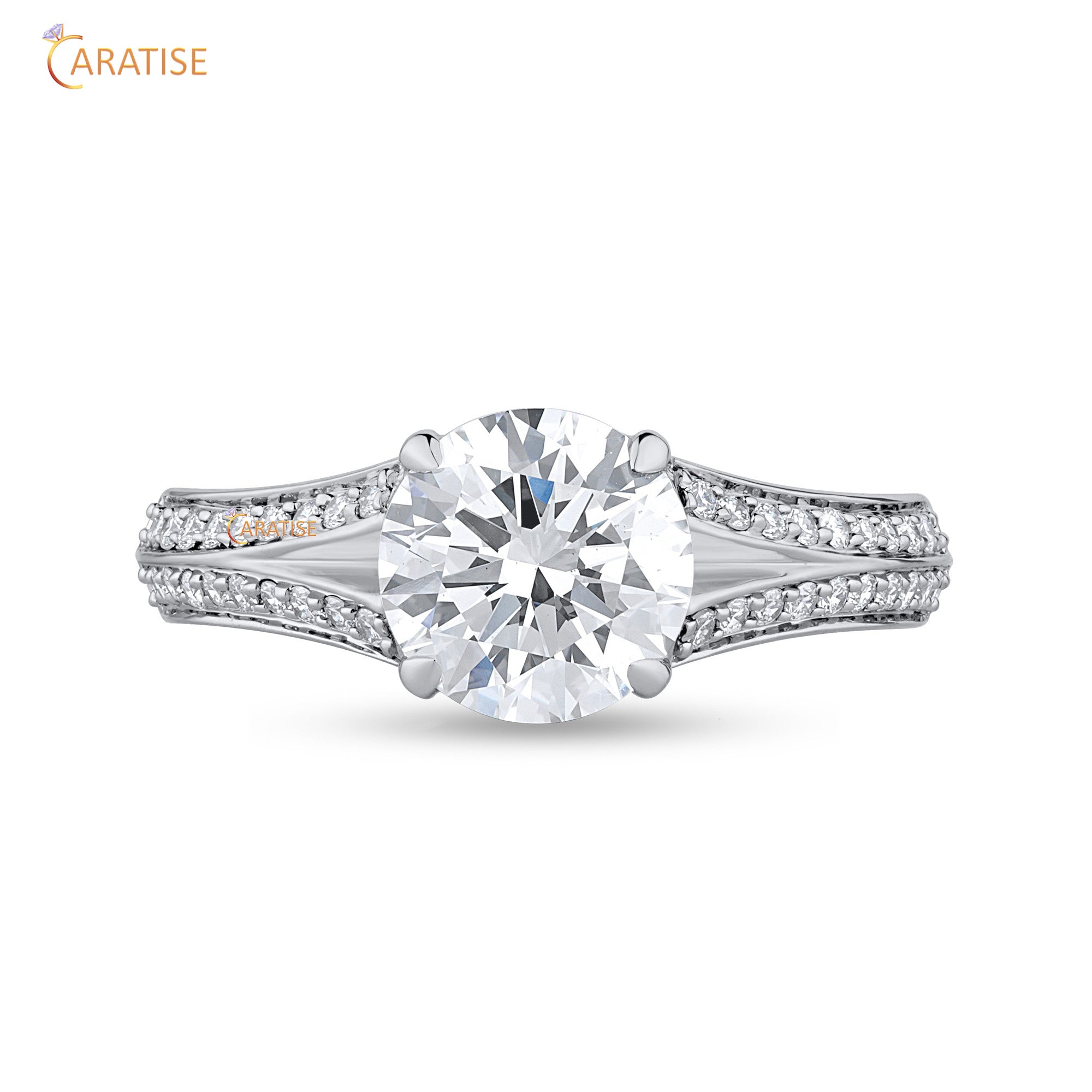 1.70 TDW Round Cut Mossiante Diamond Engagement Ring 925 Silver