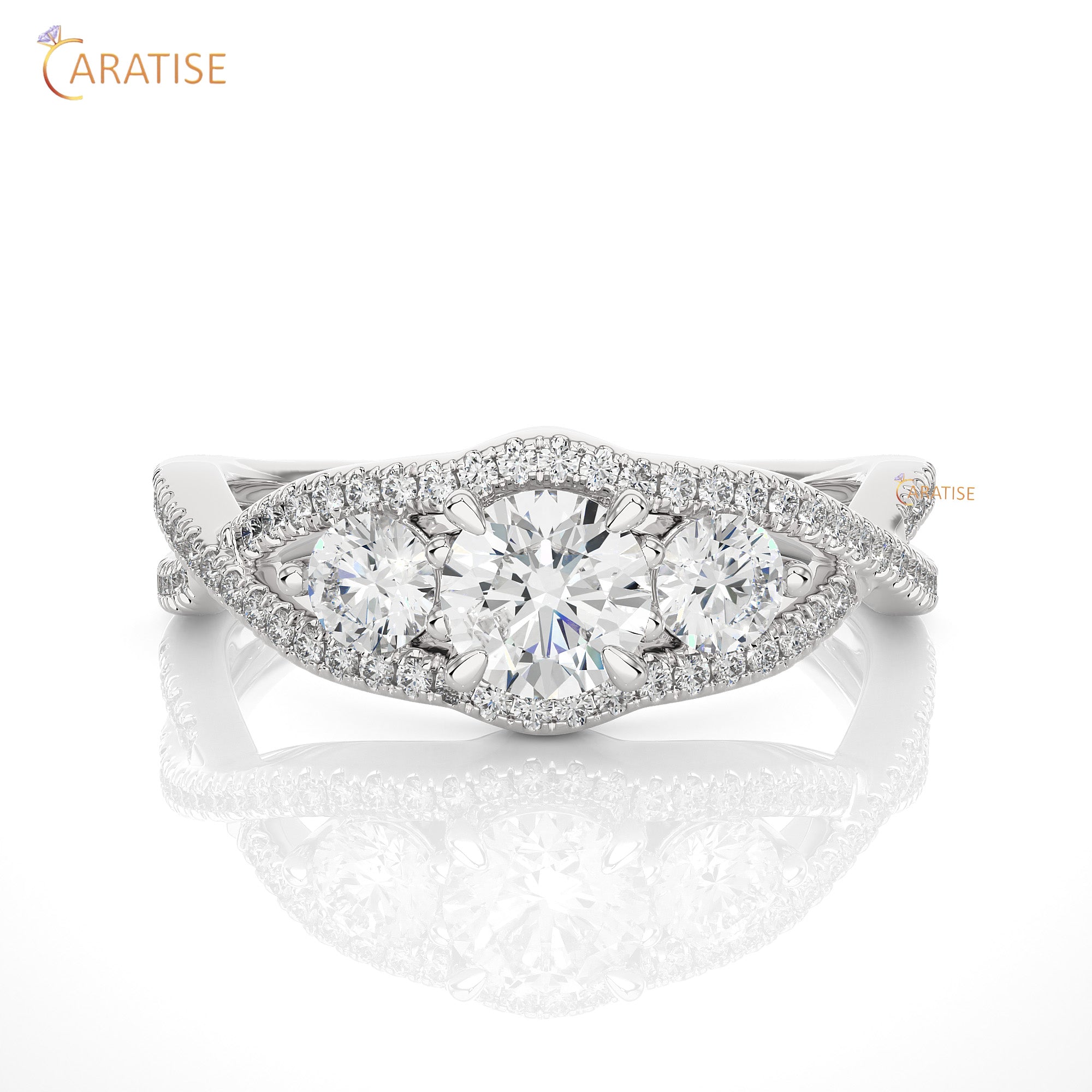 1.07 TDW Round Cut Engagement Moissanite Diamond Ring 925 Silver