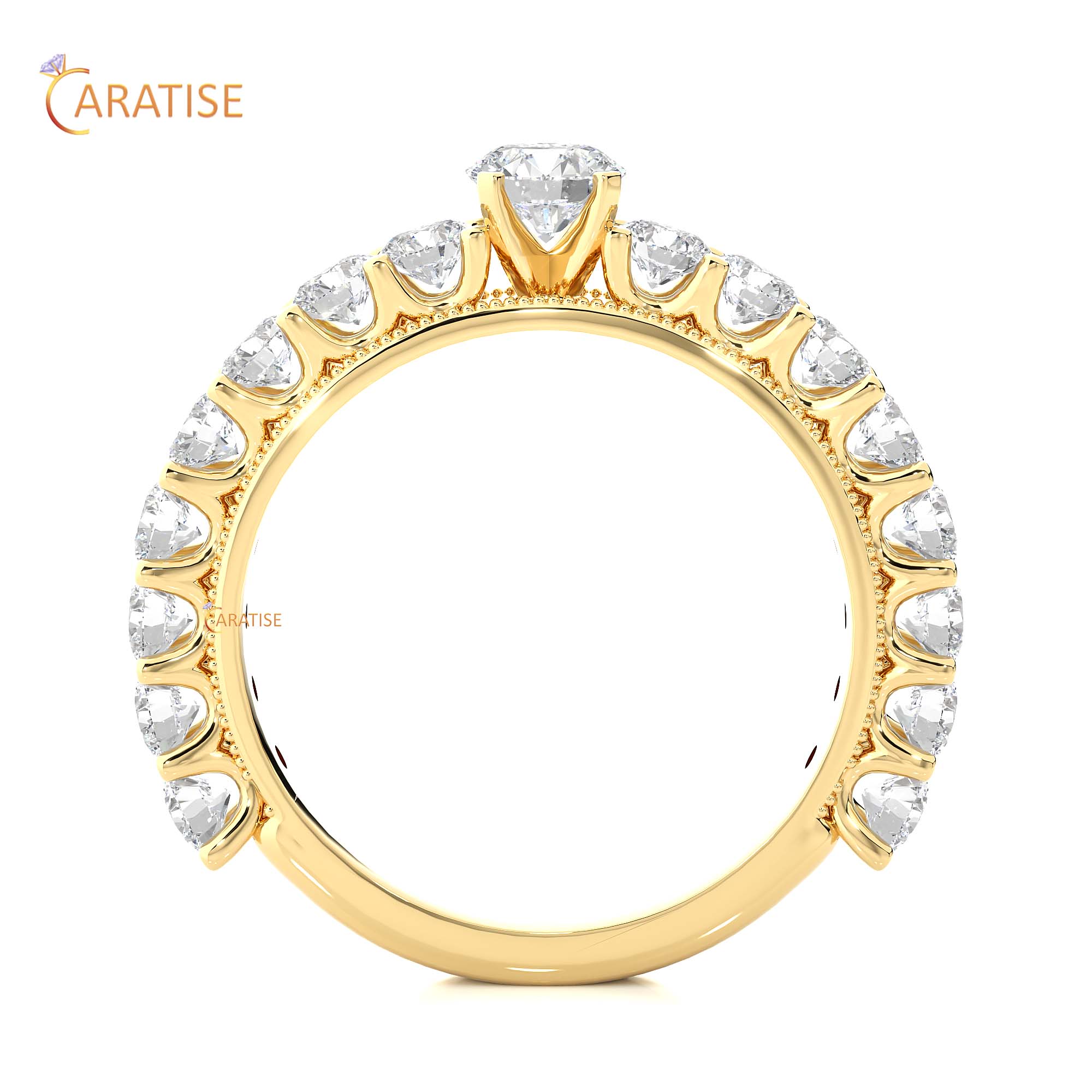 2.53 TDW Round Cut Engagement Moissanite Diamond Ring 925 Silver