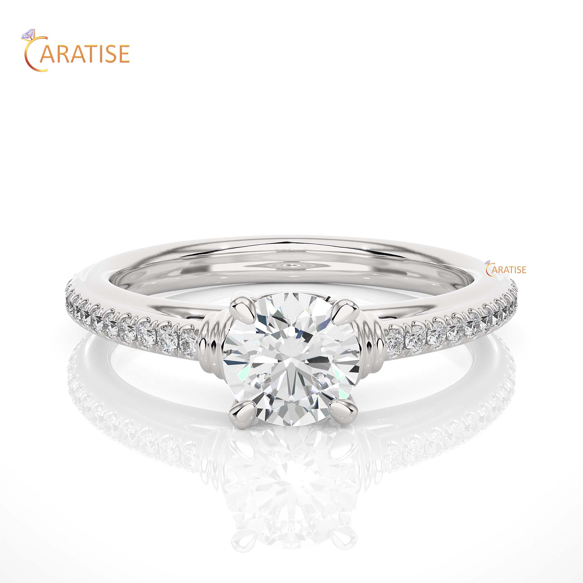 1.26 TDW Round Cut Engagement Moissanite Diamond Ring 925 Silver