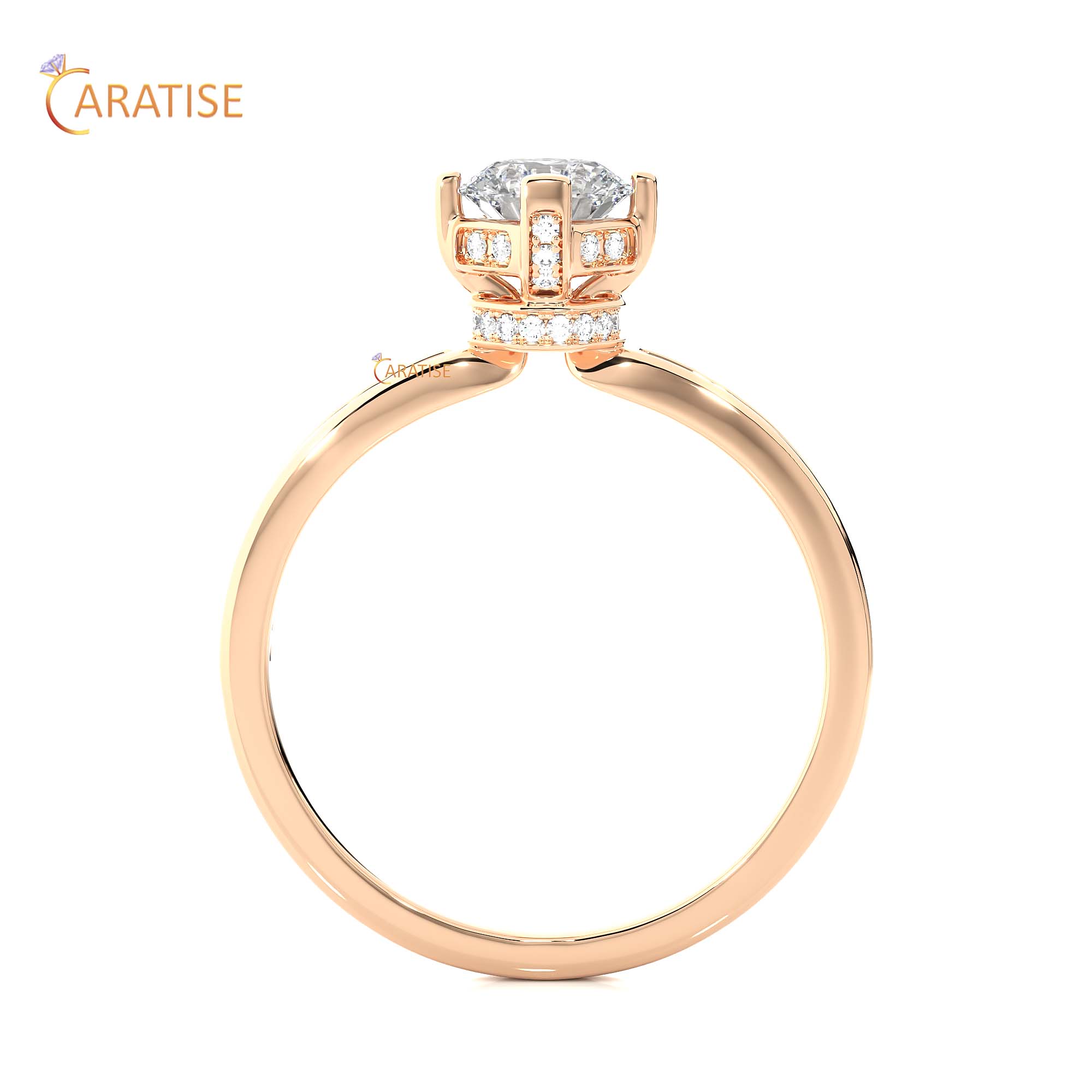 0.78 TDW Round Cut Engagement Moissanite Diamond Ring 925 Silver