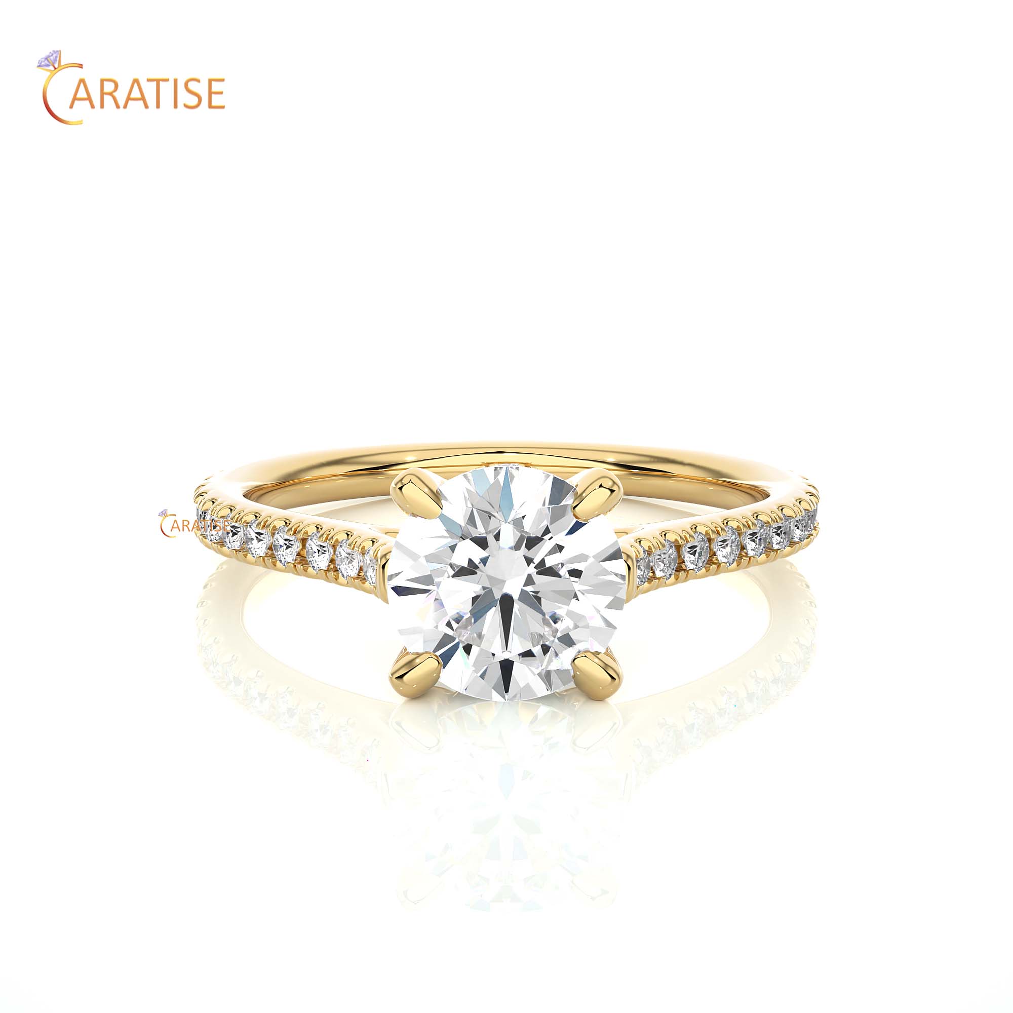 1.58 TDW Round Cut Engagement Moissanite Diamond Ring 925 Silver