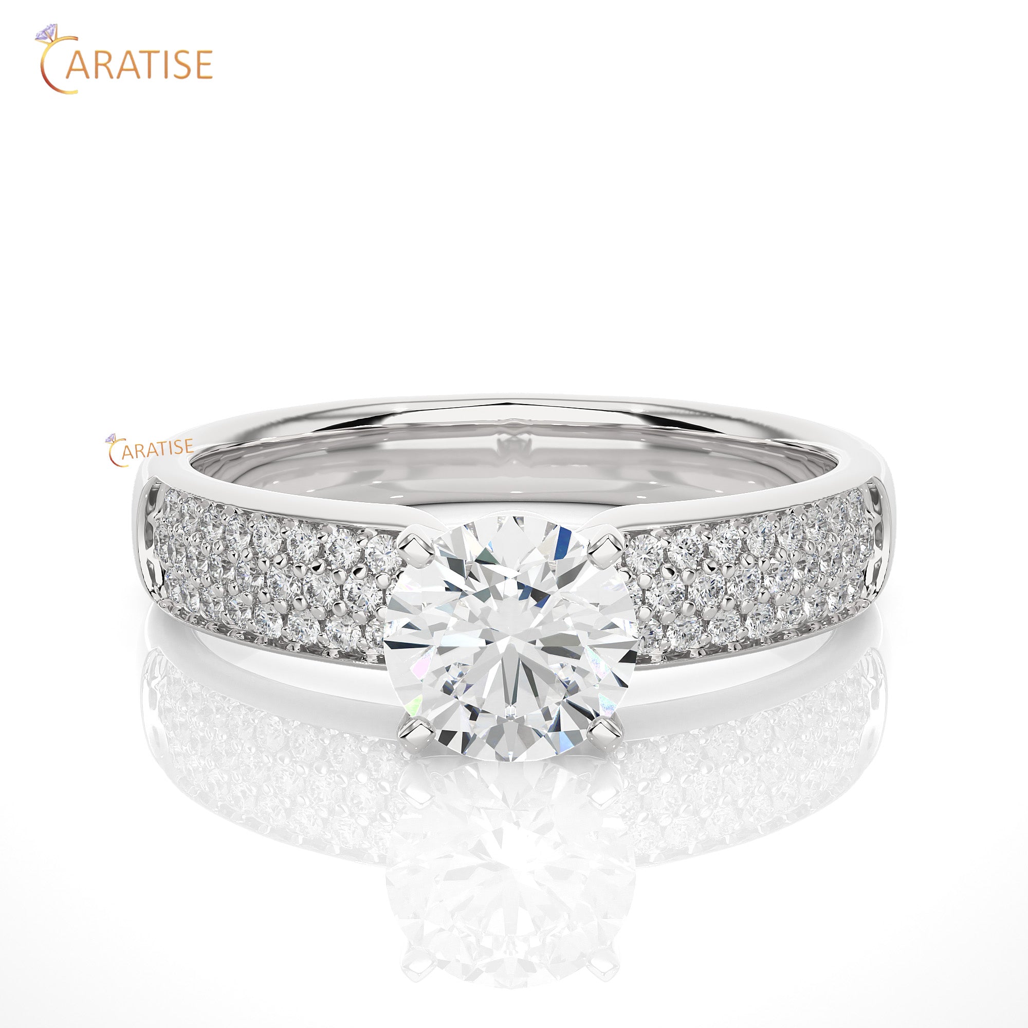 1.02 TDW Round Cut Engagement Moissanite Diamond Ring 925 Silver