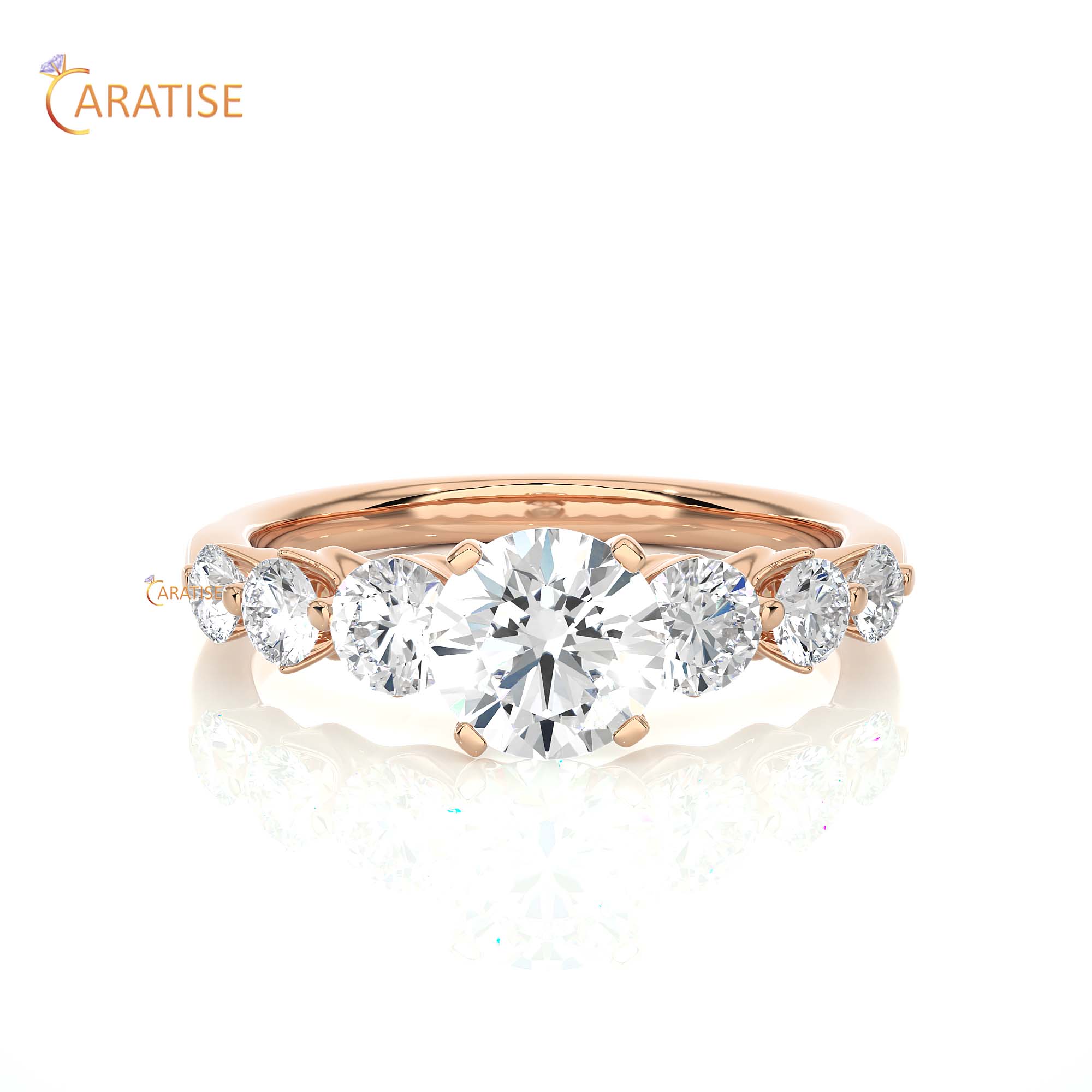 1.43 TDW Round Cut Engagement Moissanite Diamond Ring 925 Silver