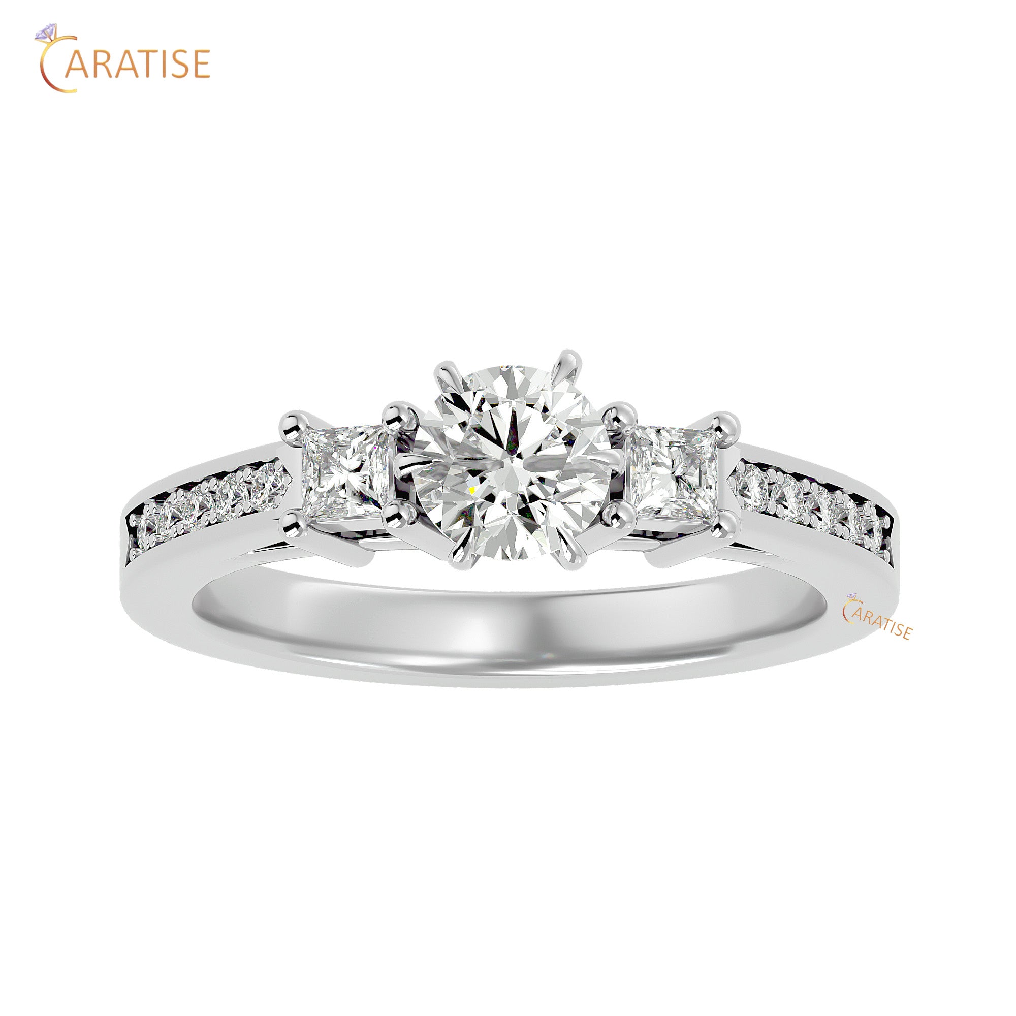 0.85 TDW Round Cut Engagement Moissanite Diamond Ring 925 Silver