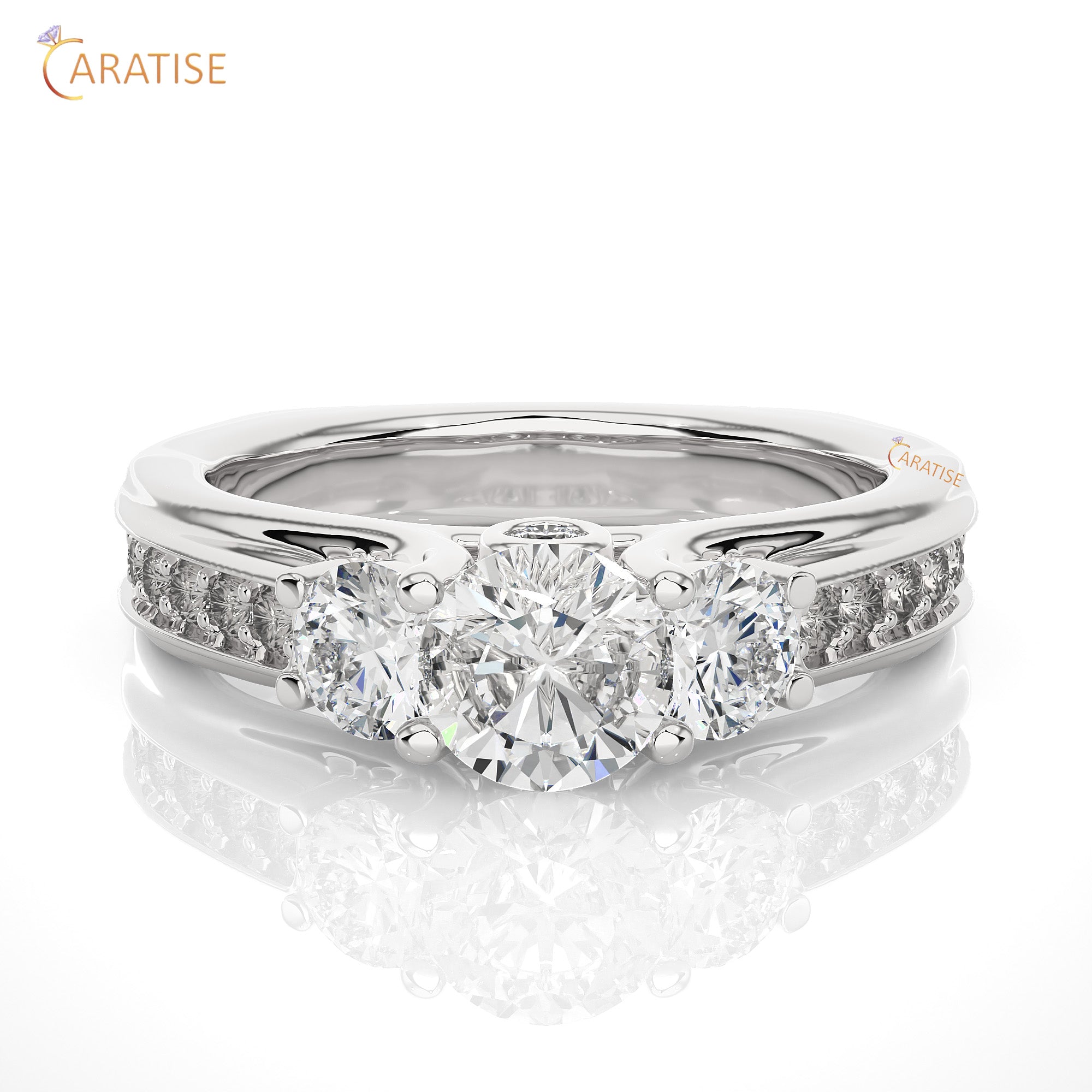 1.70 TDW Round Cut Engagement Moissanite Diamond Ring 925 Silver