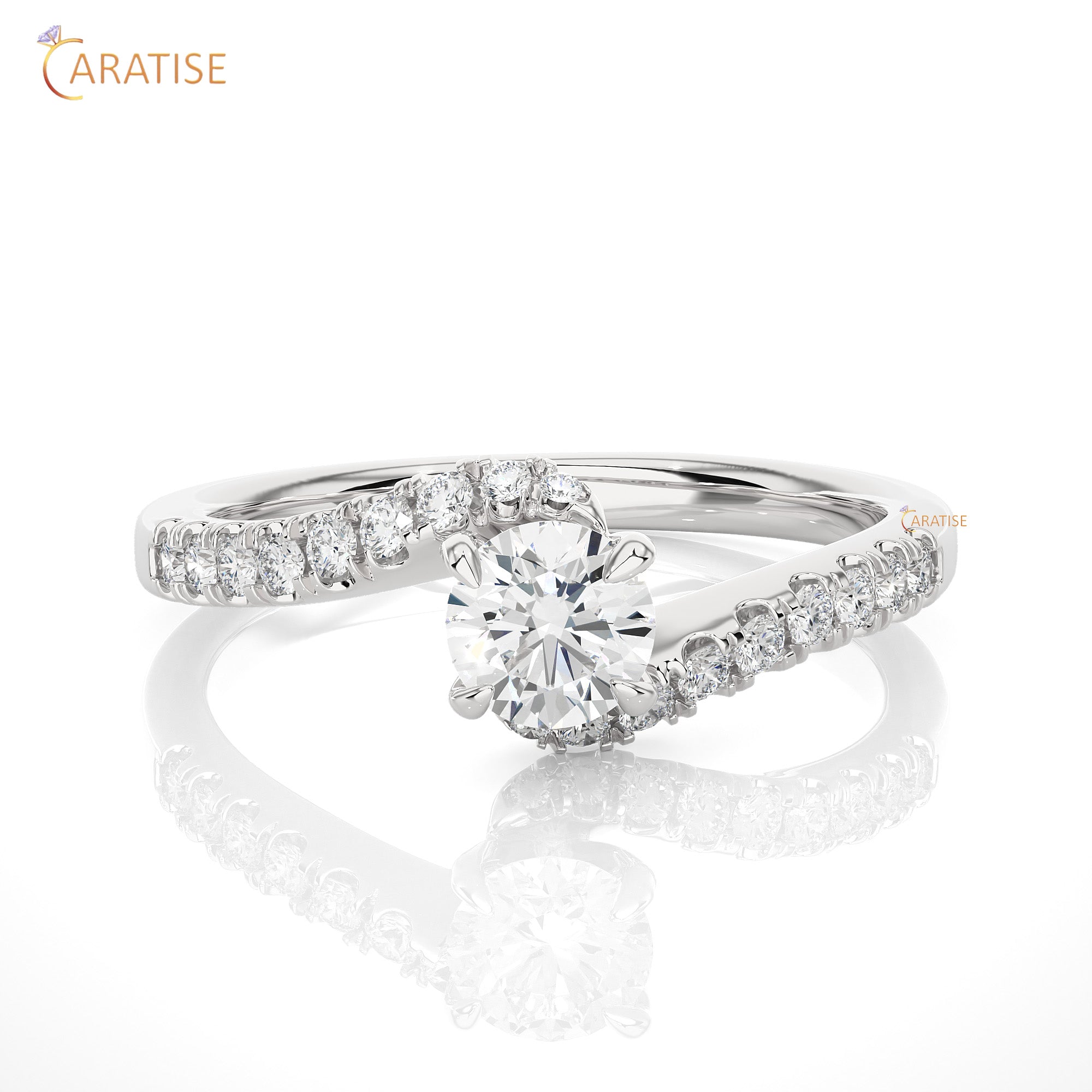 0.67 TDW Round Cut Engagement Moissanite Diamond Ring 925 Silver