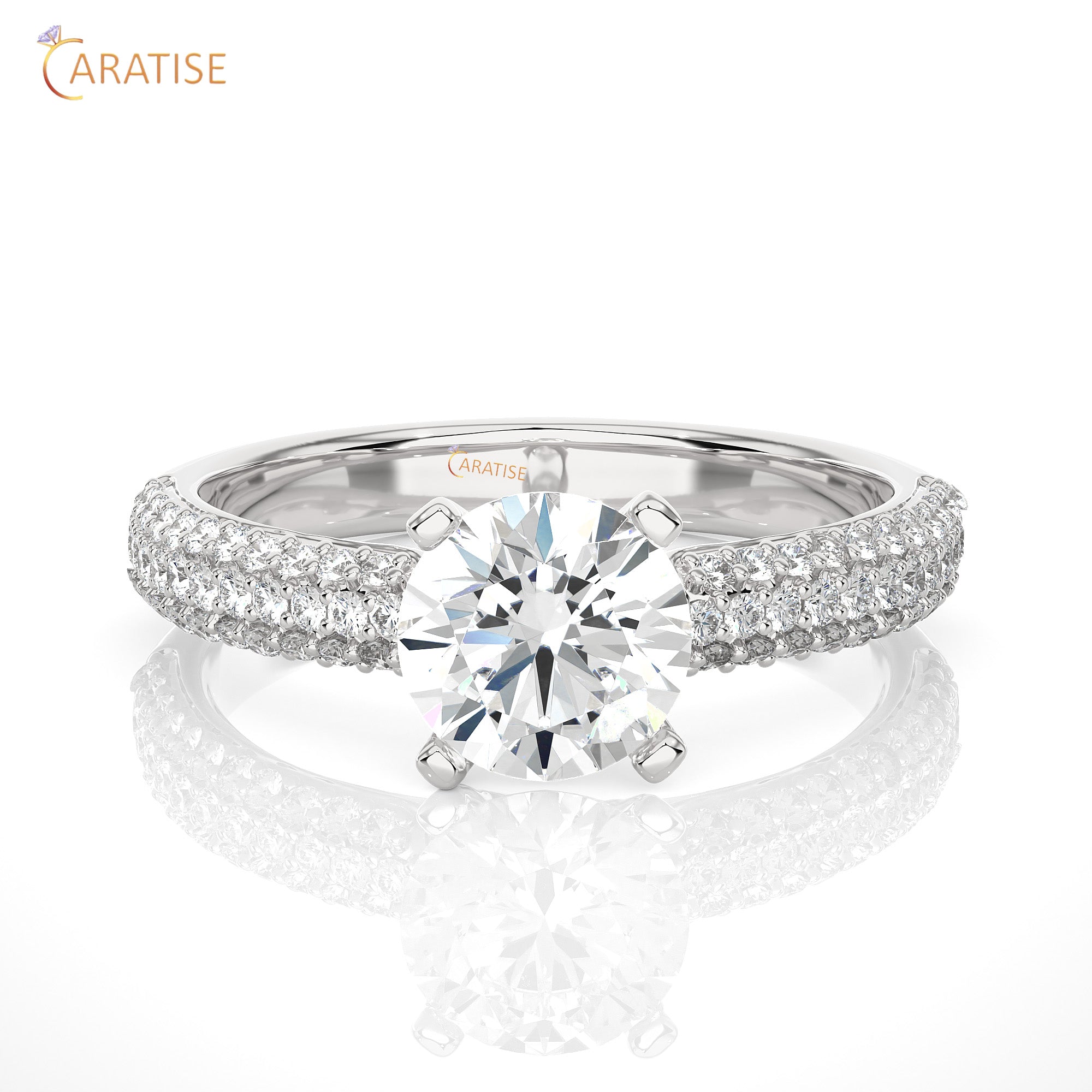 1.22 TDW Round Cut Engagement Moissanite Diamond Ring 925 Silver