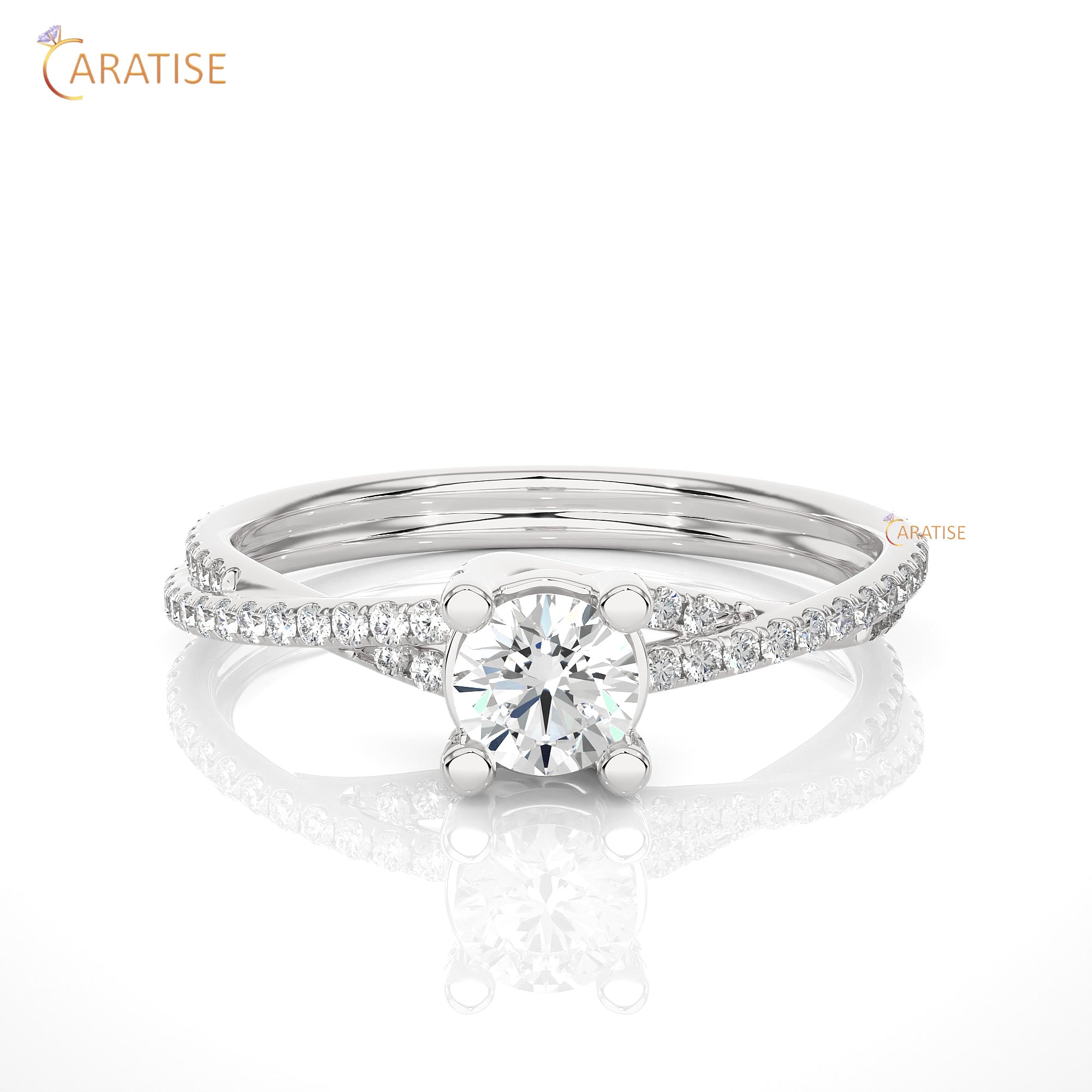 0.74 TDW Round Cut Women's Engagement Diamond Ring