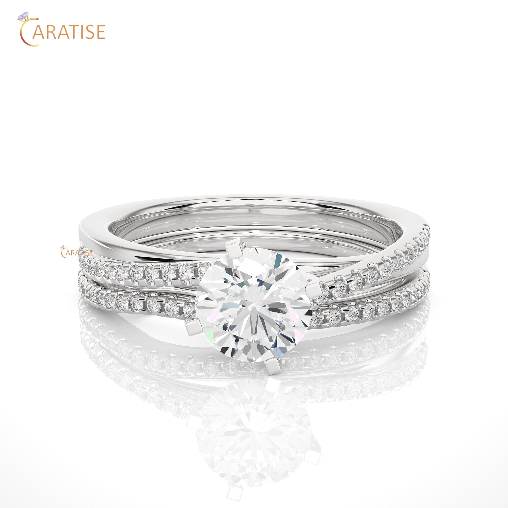 0.72 TDW Round Cut Moissanite Diamond Engagement Ring 925 Silver