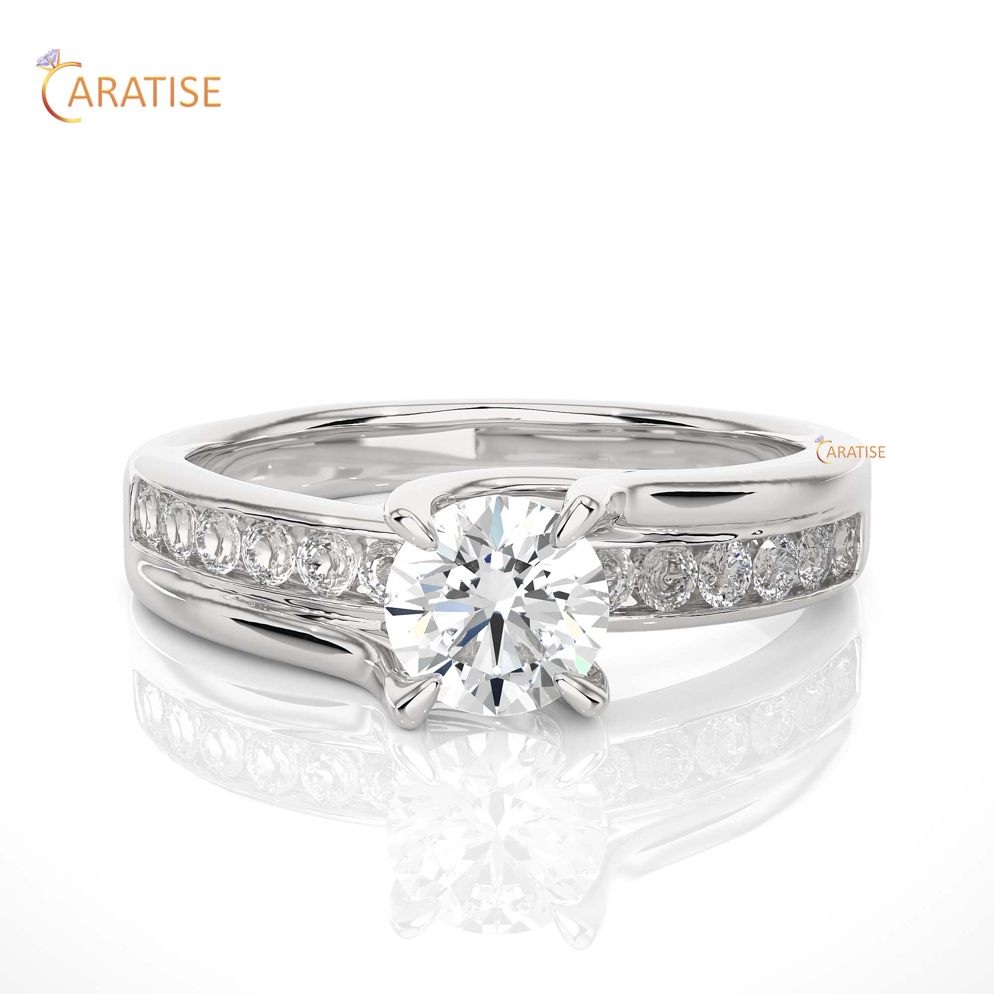 0.97 TDW Round Cut Engagement Moissanite Diamond Ring 925 Silver