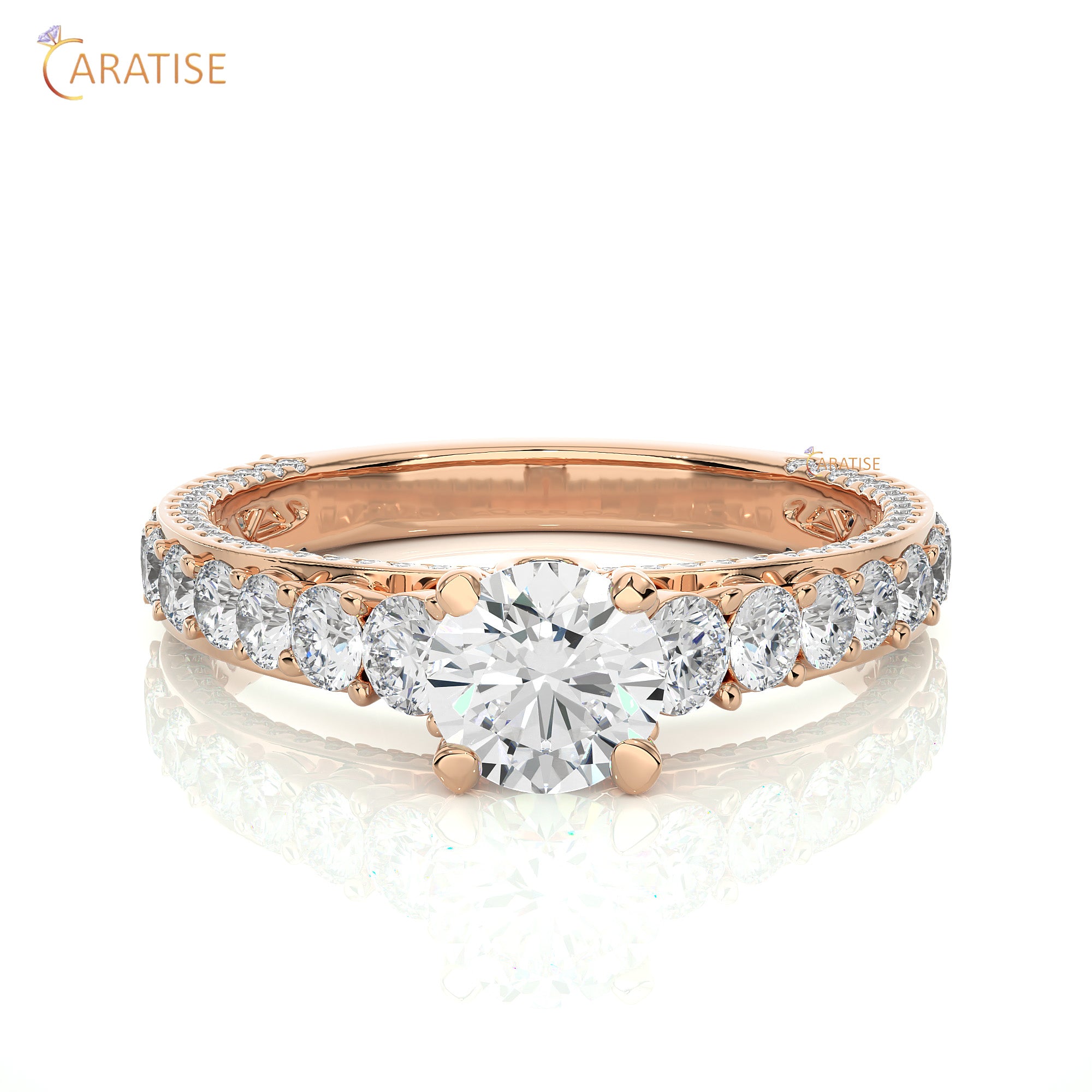 1.79 TDW Round Cut Moissanite Diamond Engagement Ring 925 Silver