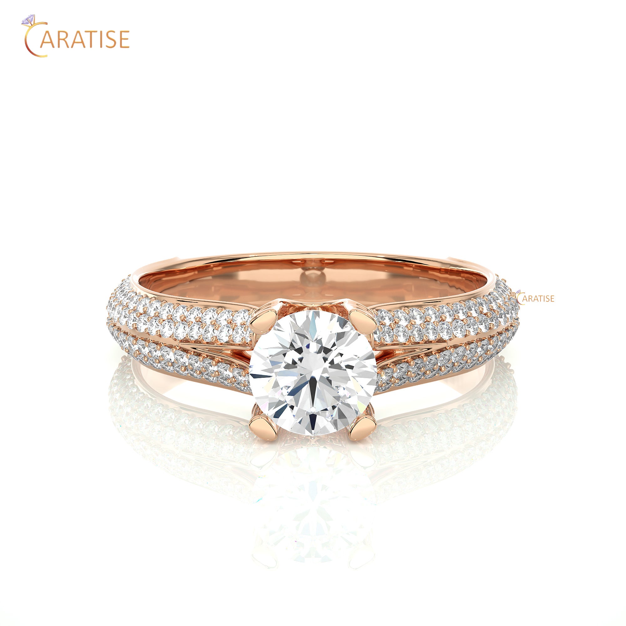 1.13 TDW Round Cut Engagement Moissanite Diamond Ring 925 Silver