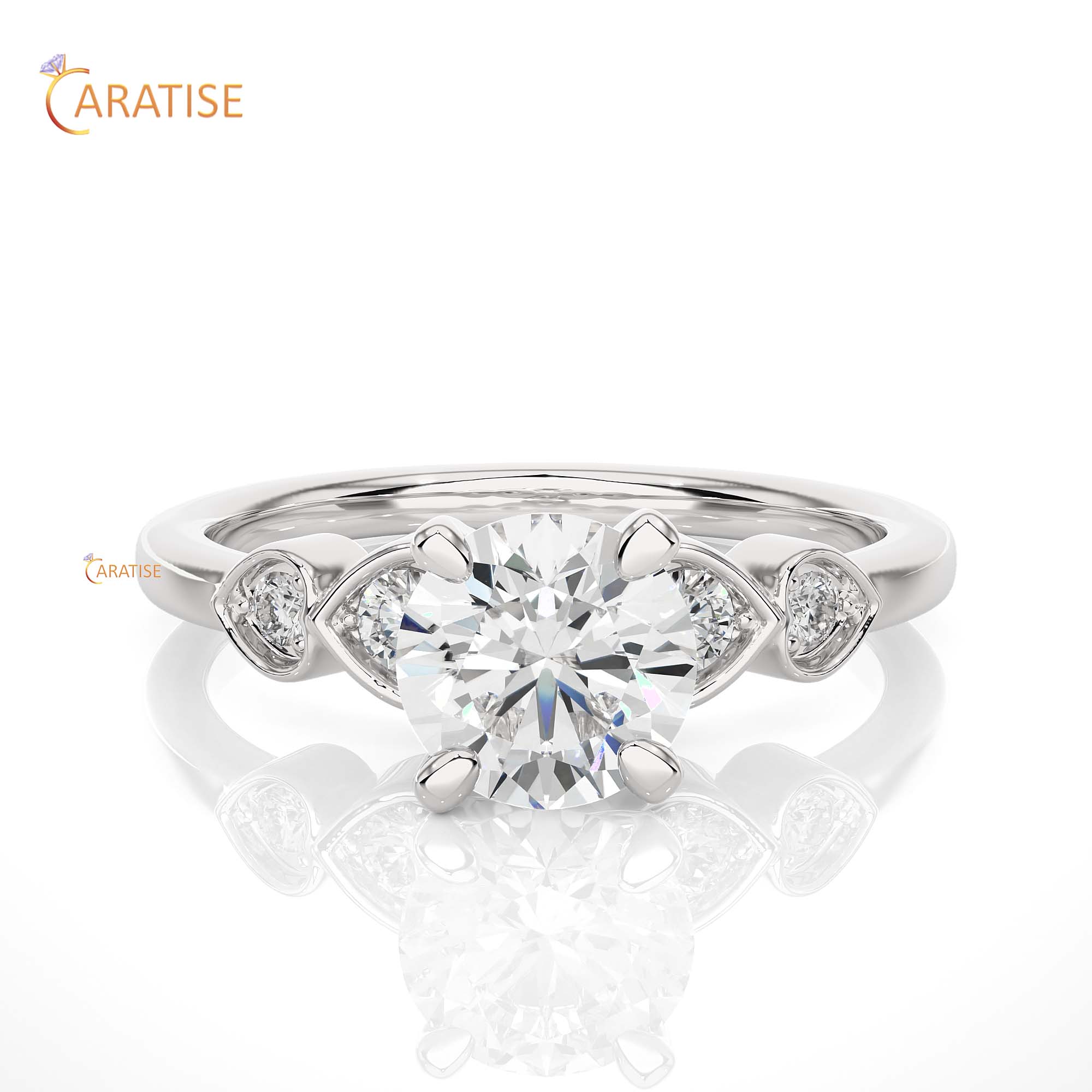 1.21 TDW Round Cut Engagement Moissanite Diamond Ring 925 Silver