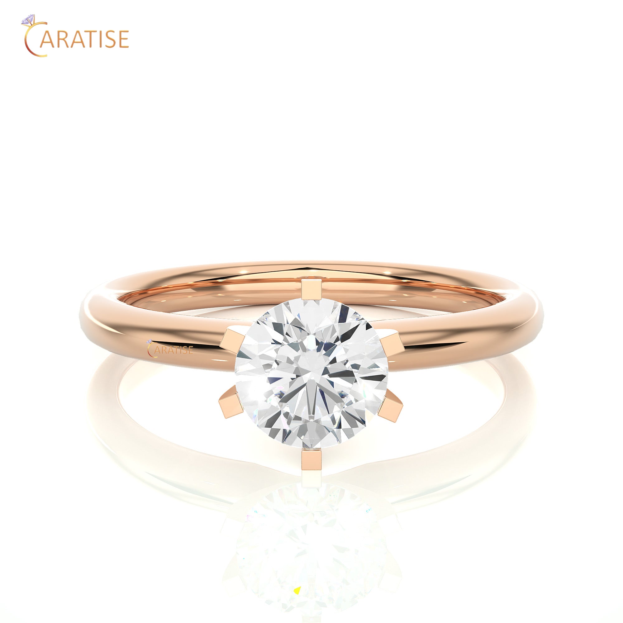 1.18 TDW Round Cut Moissanite Diamond  Solitaire Ring 925 Silver