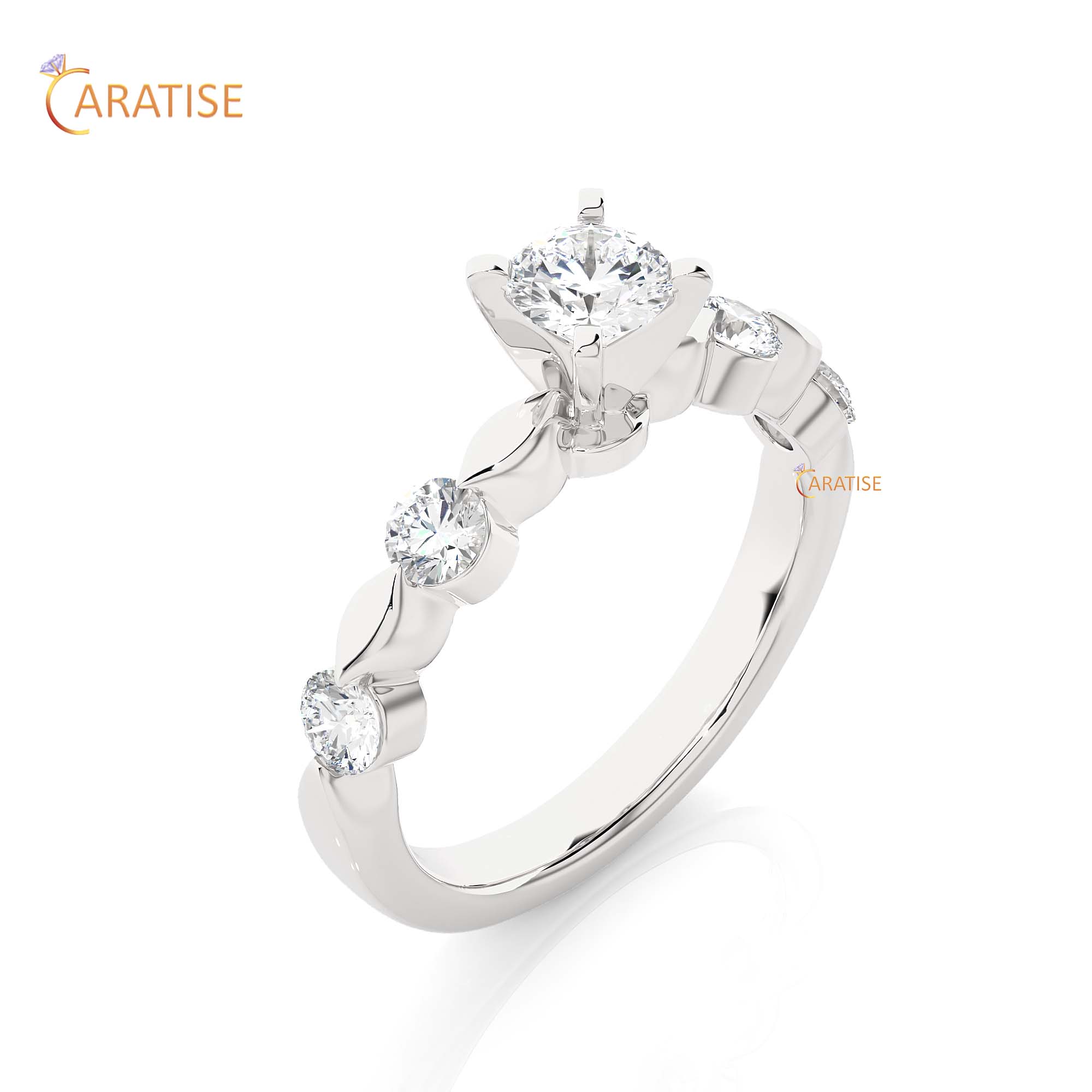 0.90 TDW Round Cut Engagement Moissanite Diamond Ring 925 Silver