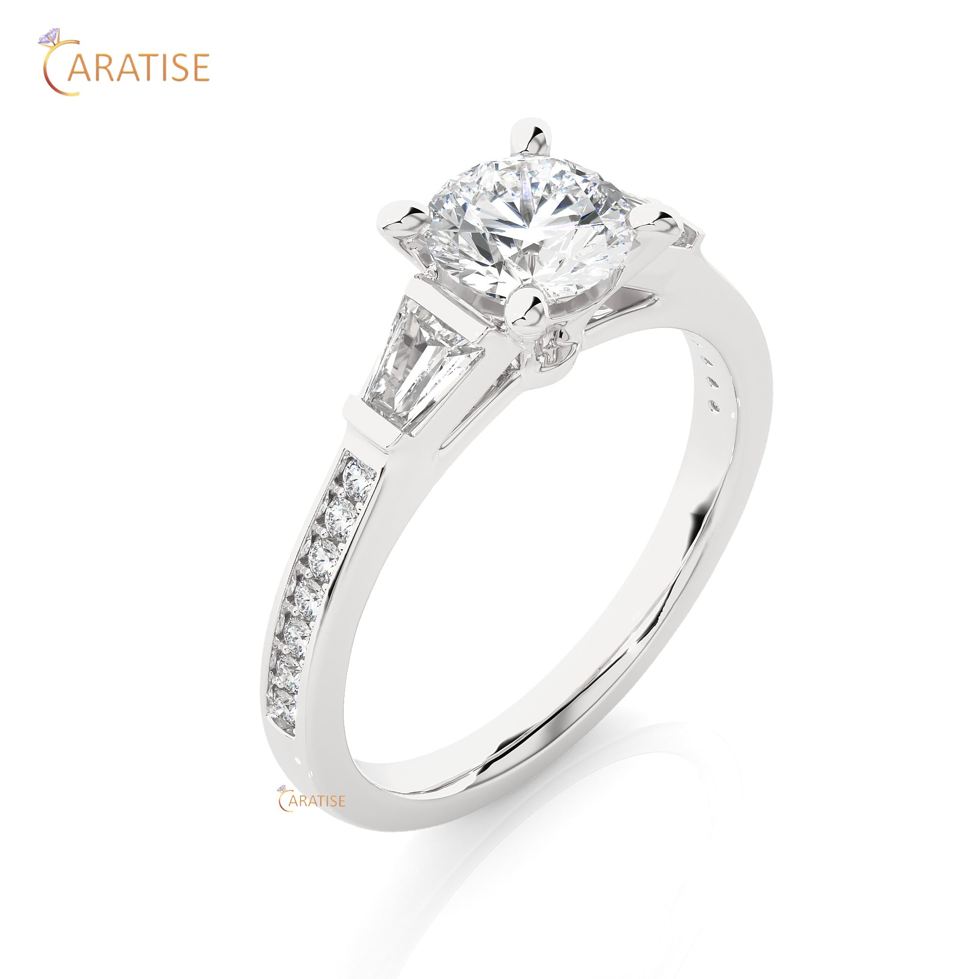 1.69 TDW Round Cut Engagement Moissanite Diamond Ring 925 Silver