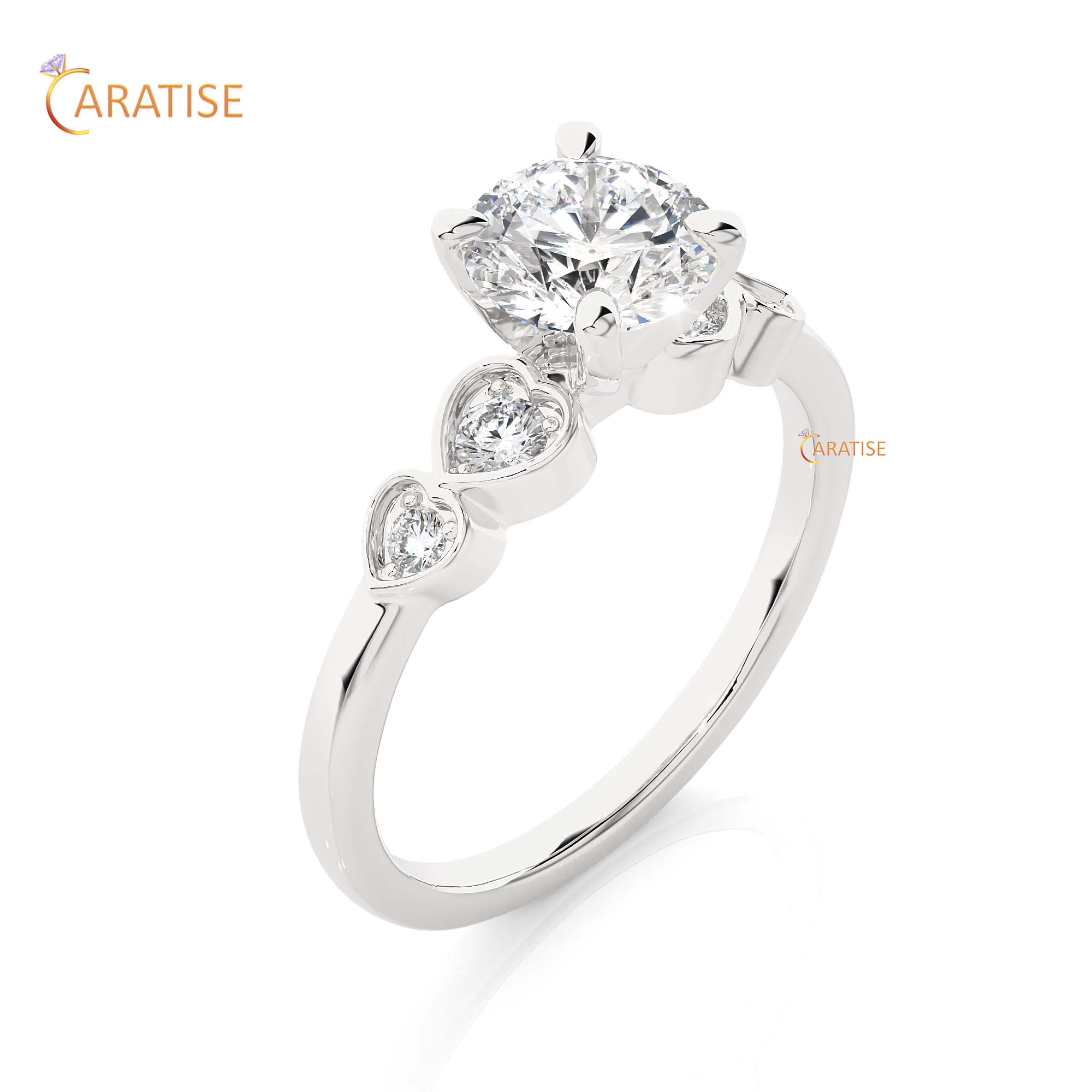 1.21 TDW Round Cut Engagement Moissanite Diamond Ring 925 Silver