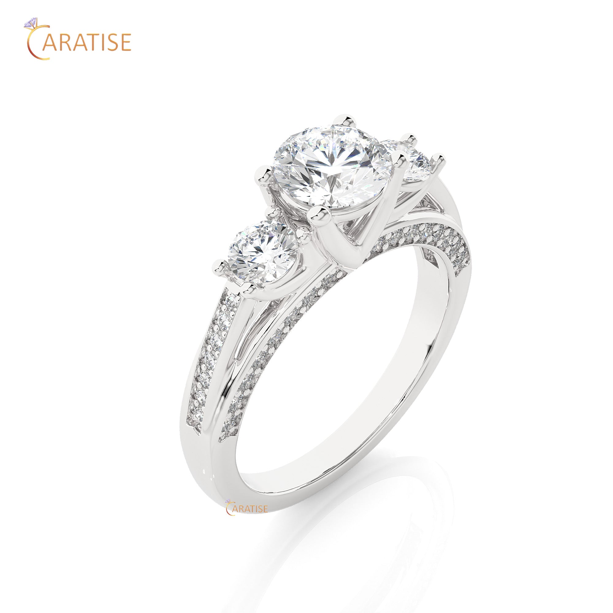 1.98 TDW Round Cut Engagement Moissanite Diamond Ring 925 Silver