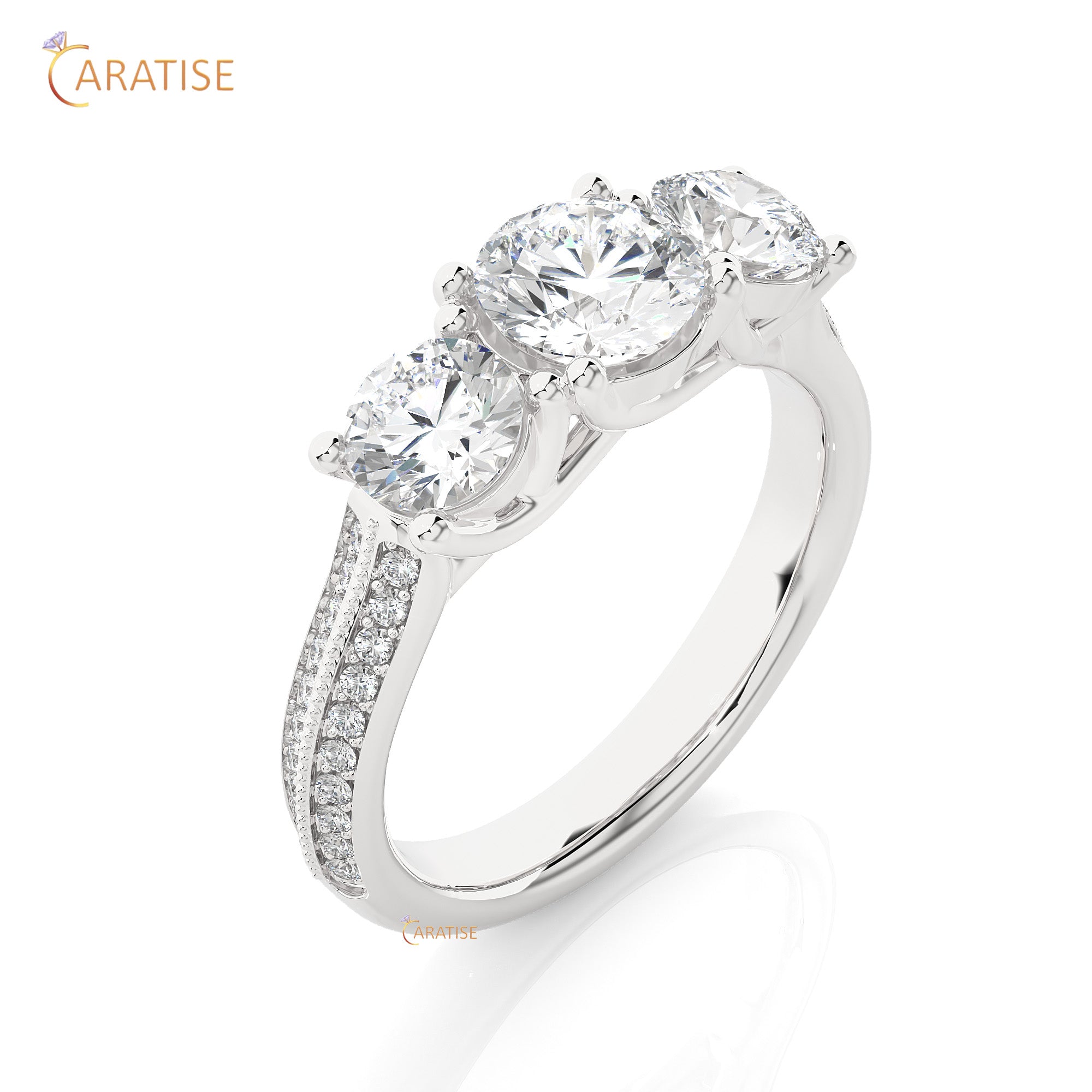 2.23 TDW Round Cut Engagement Moissanite Diamond Ring 925 Silver