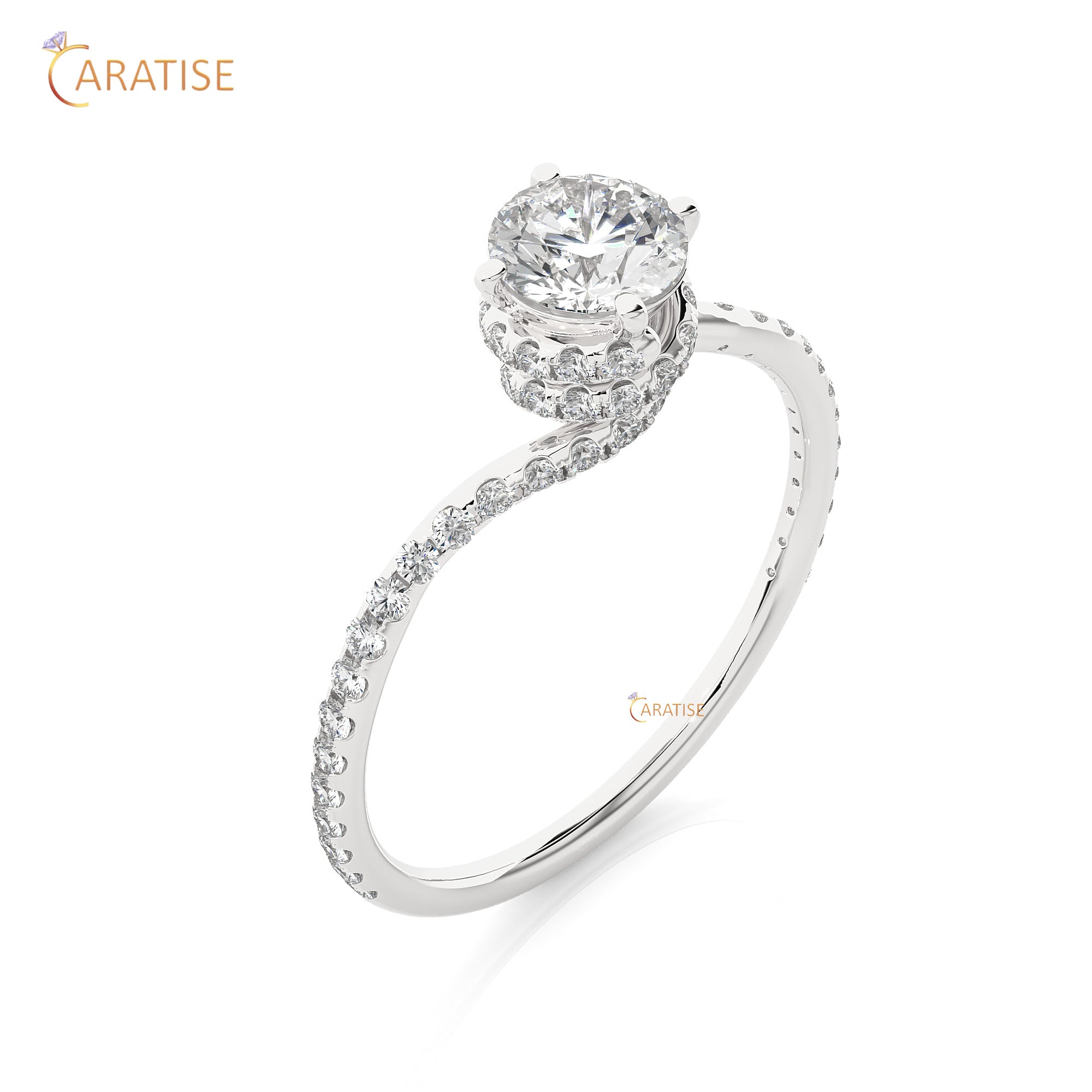 0.84 TDW Round Cut Engagement Moissanite Diamond Ring 925 Silver