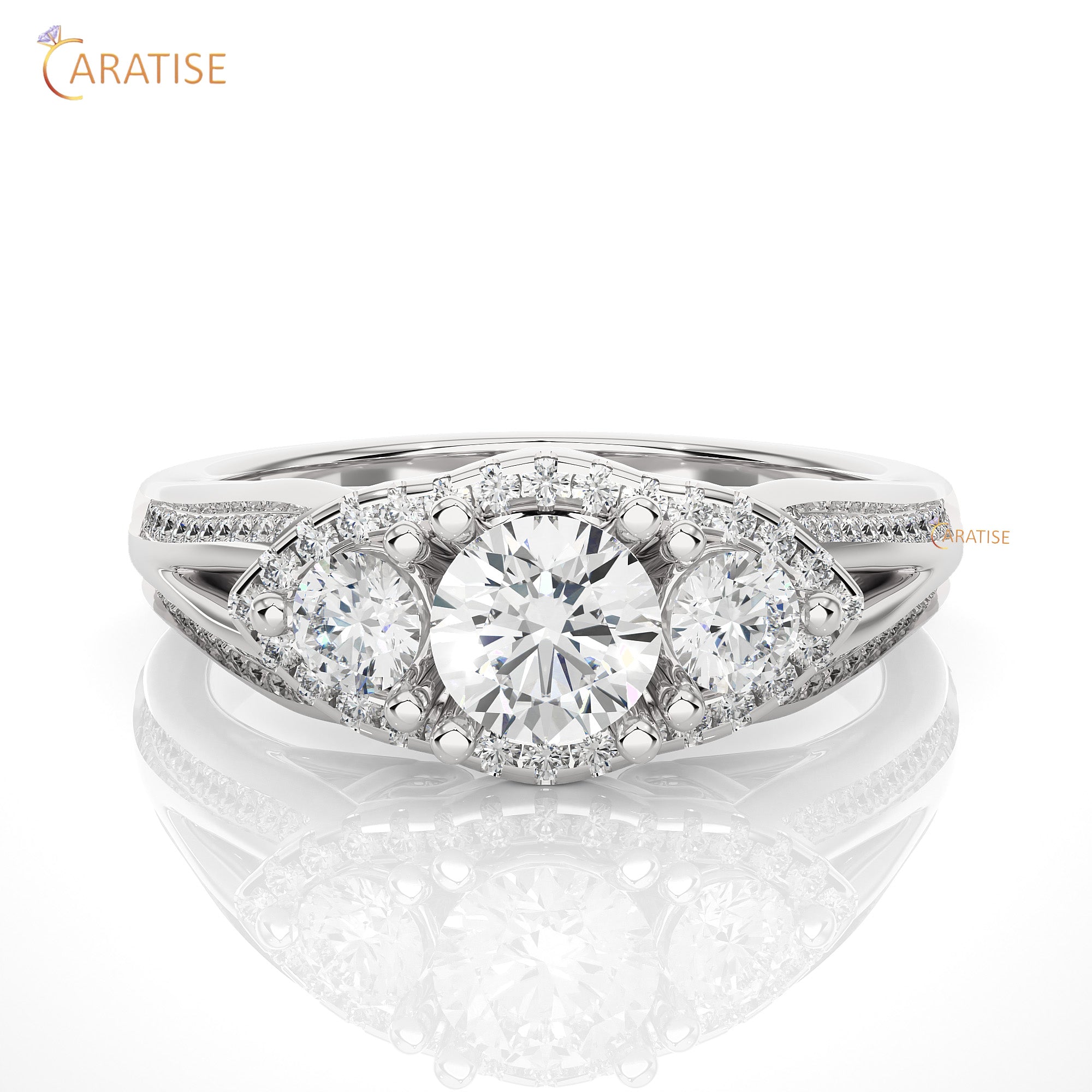 1.14 TDW Round Cut Engagement Moissanite Diamond Ring 925 Silver