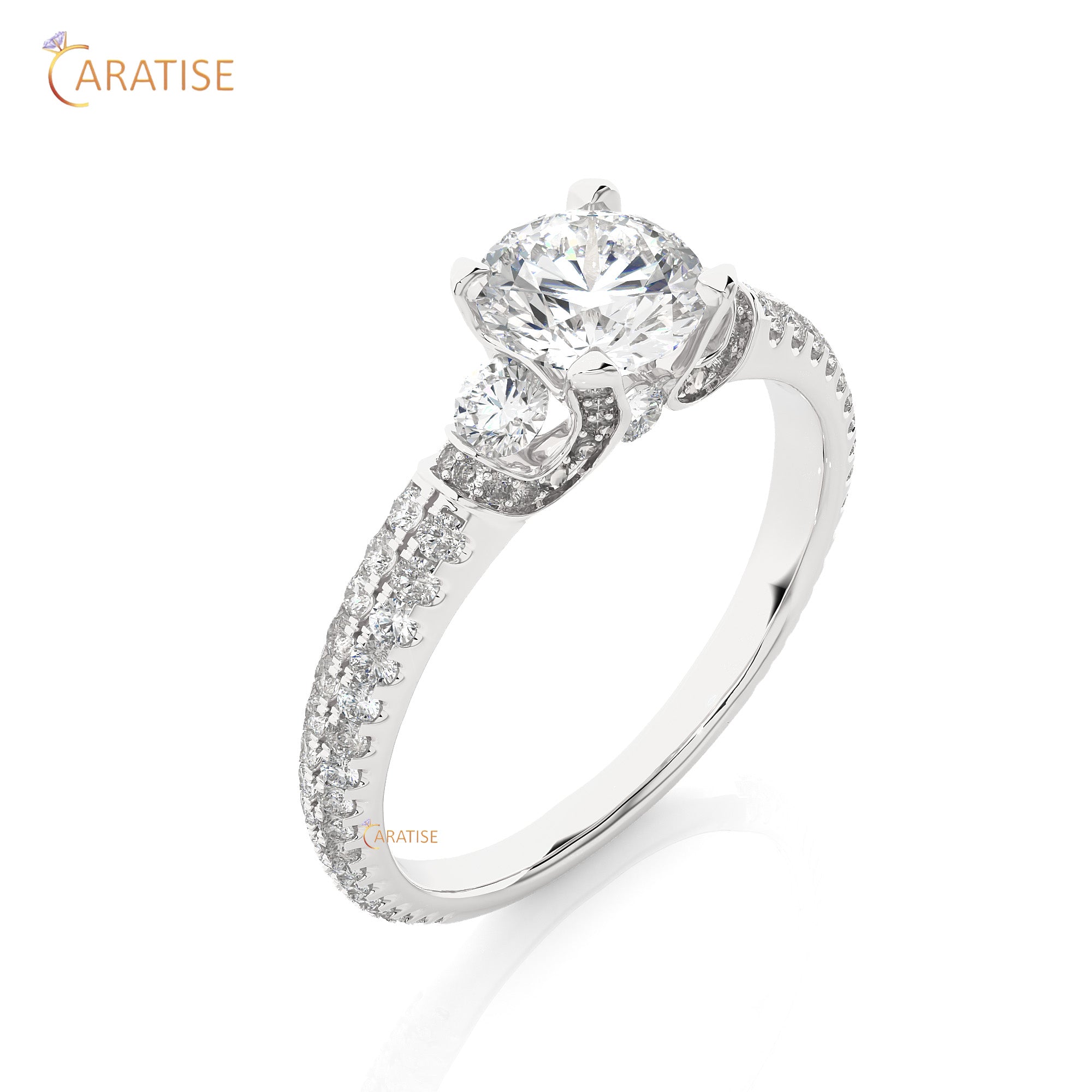 1.44 TDW Round Cut Engagement Moissanite Diamond Ring 925 Silver