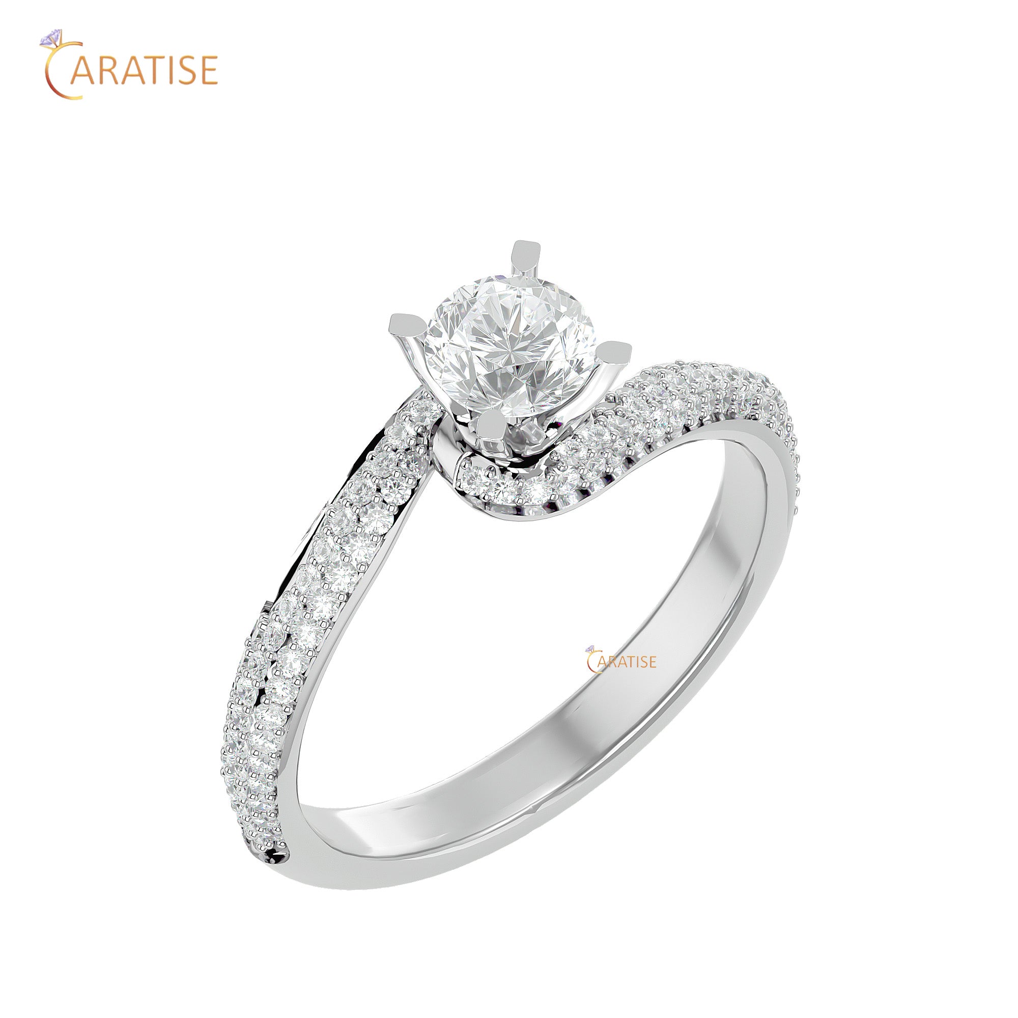 0.87 TDW Round Cut Engagement Moissanite Diamond Ring 925 Silver