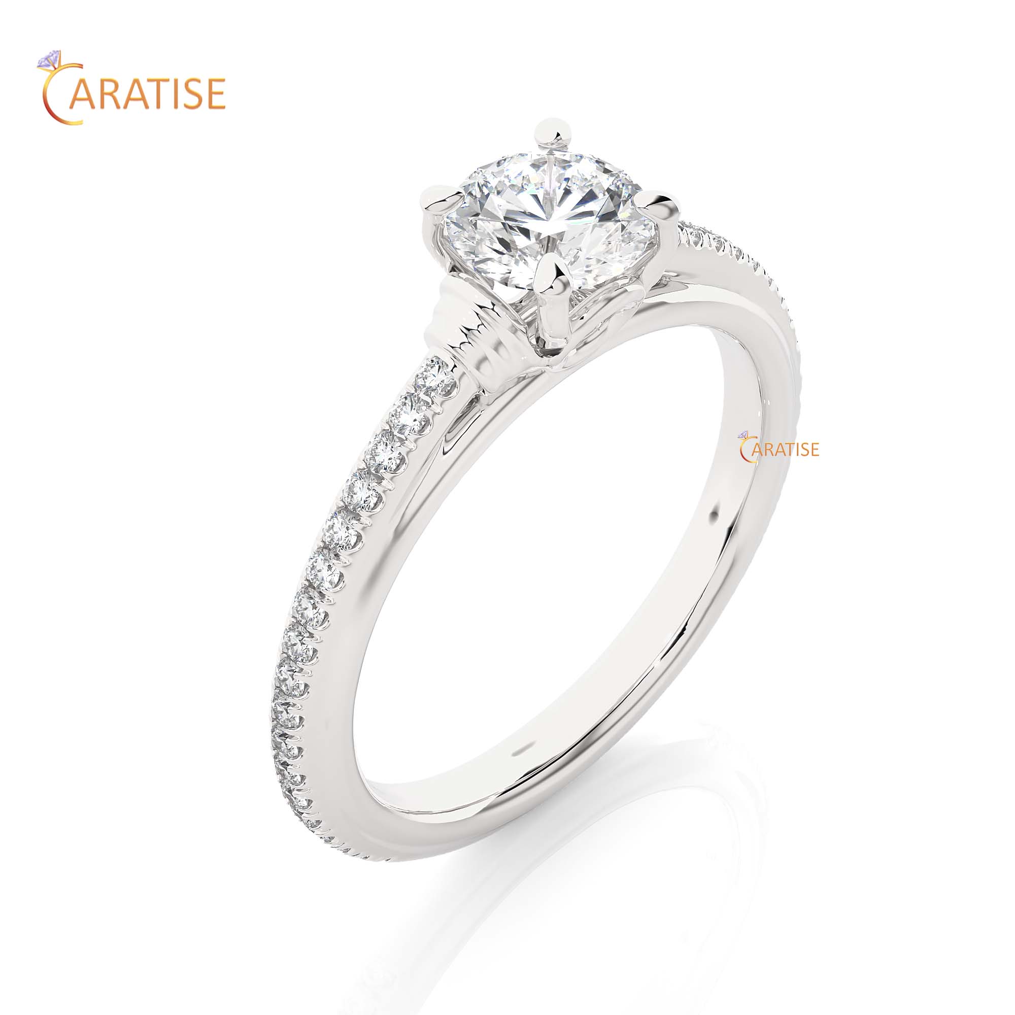 1.26 TDW Round Cut Engagement Moissanite Diamond Ring 925 Silver