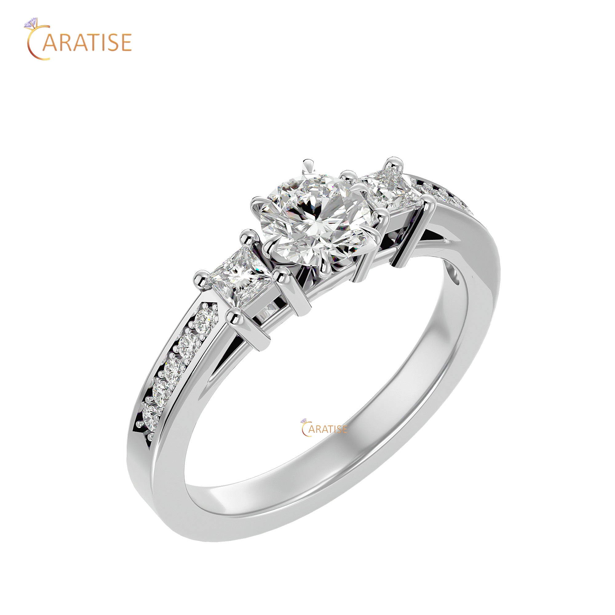 0.85 TDW Round Cut Engagement Moissanite Diamond Ring 925 Silver