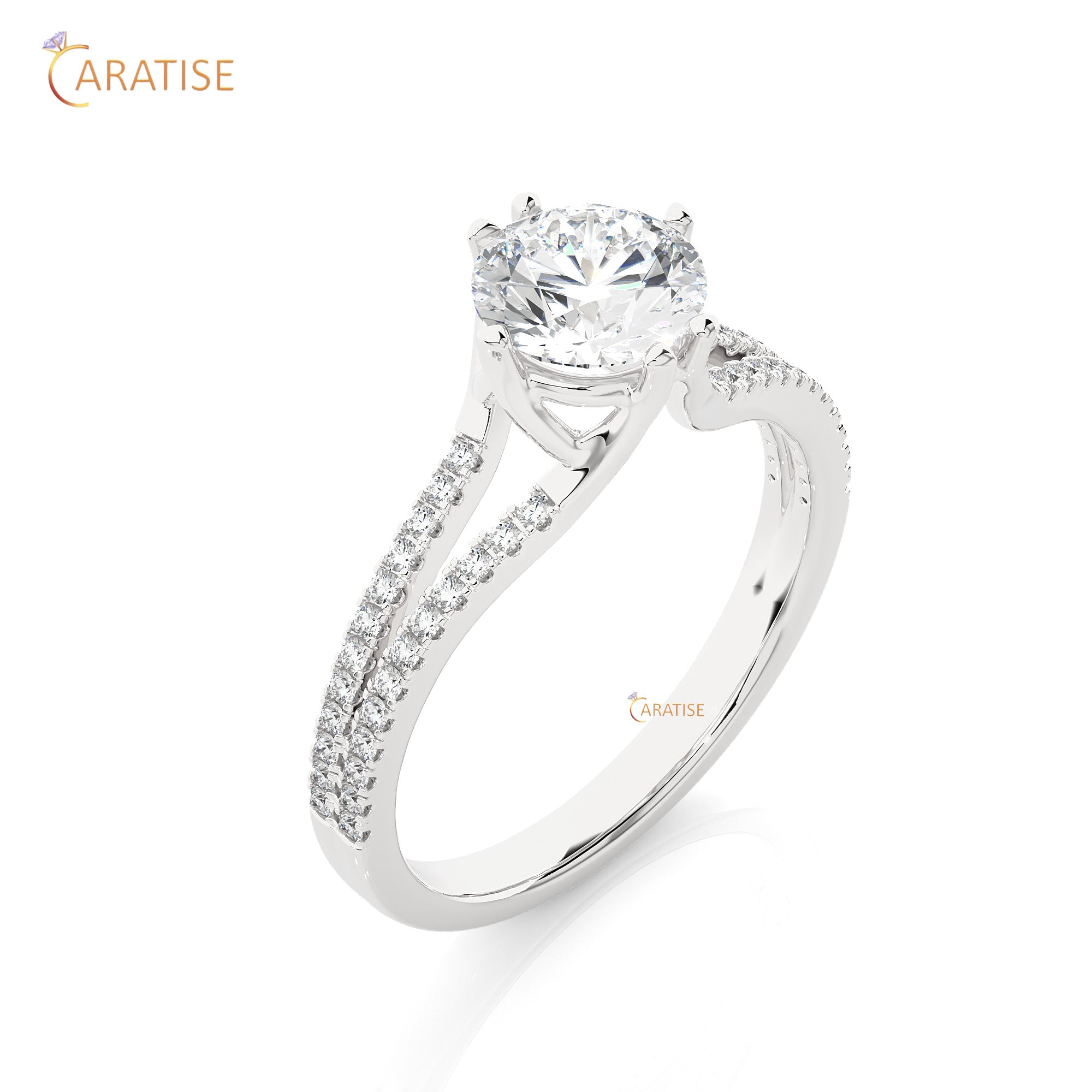 1.05 TDW Round Cut Engagement Moissanite Diamond Ring 925 Silver