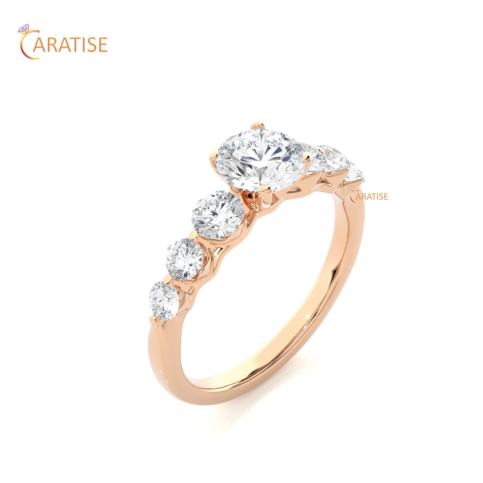 1.43 TDW Round Cut Engagement Moissanite Diamond Ring 925 Silver