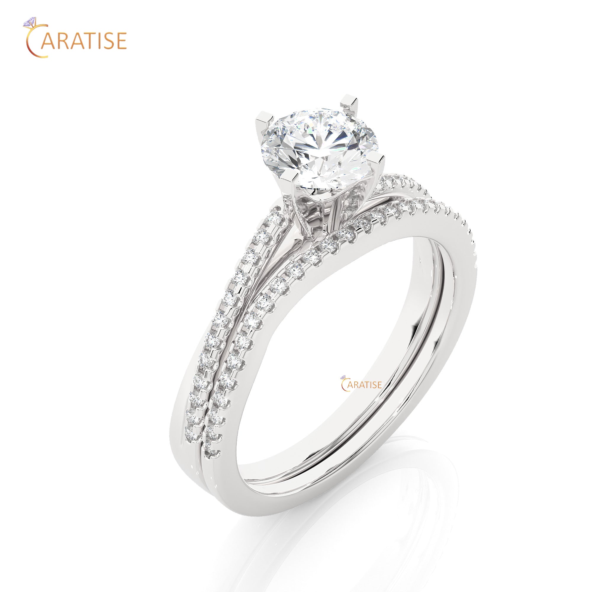 0.72 TDW Round Cut Moissanite Diamond Engagement Ring 925 Silver