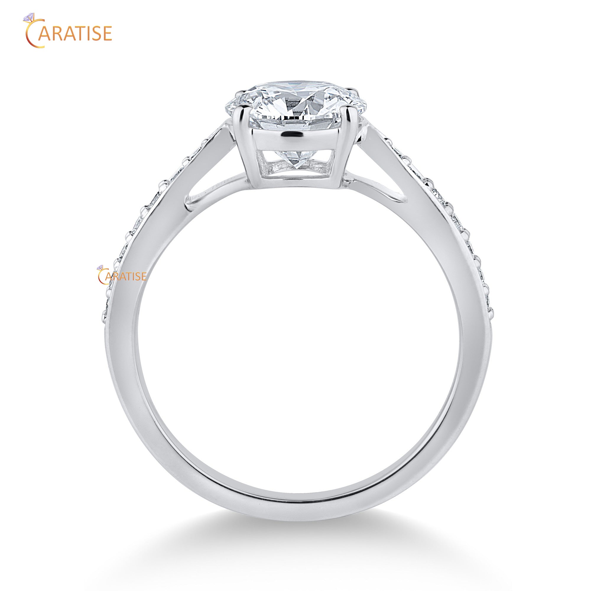 1.50 TDW Round Cut Mossiante Diamond Engagement Ring 925 Silver