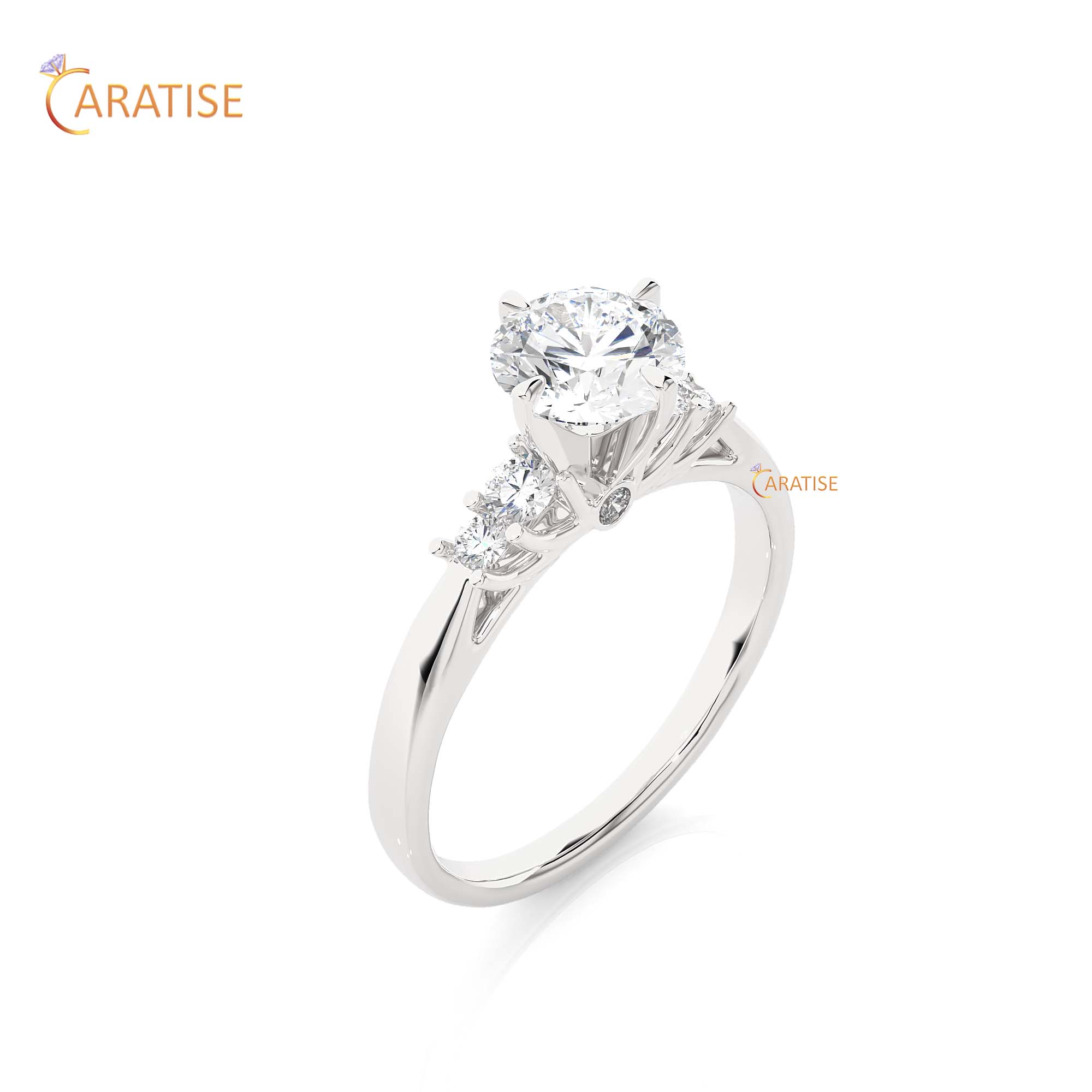 0.59 TDW Round Cut Engagement Moissanite Diamond Ring 925 Silver