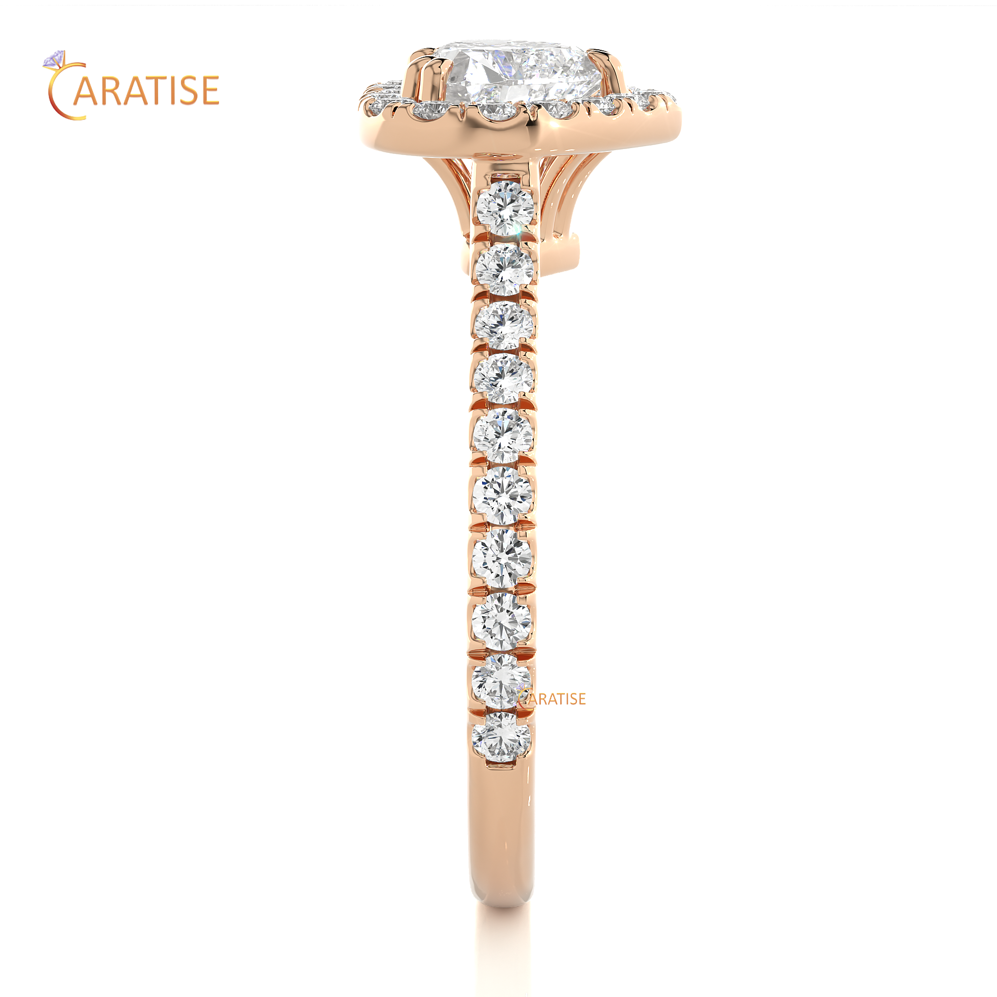 1.33 TDW Round & Heart Cut Halo Moissanite Diamond Ring 925 Silver