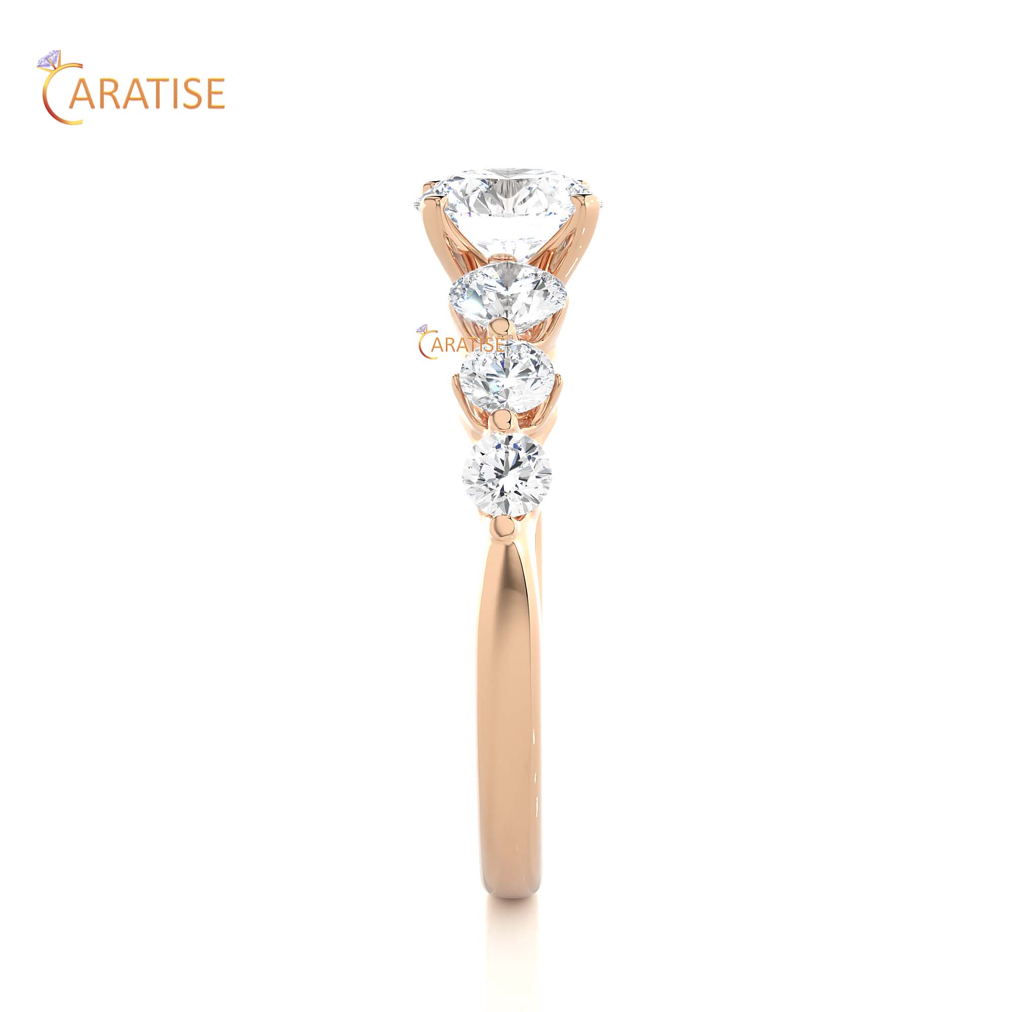 1.43 TDW Round Cut Engagement Moissanite Diamond Ring 925 Silver