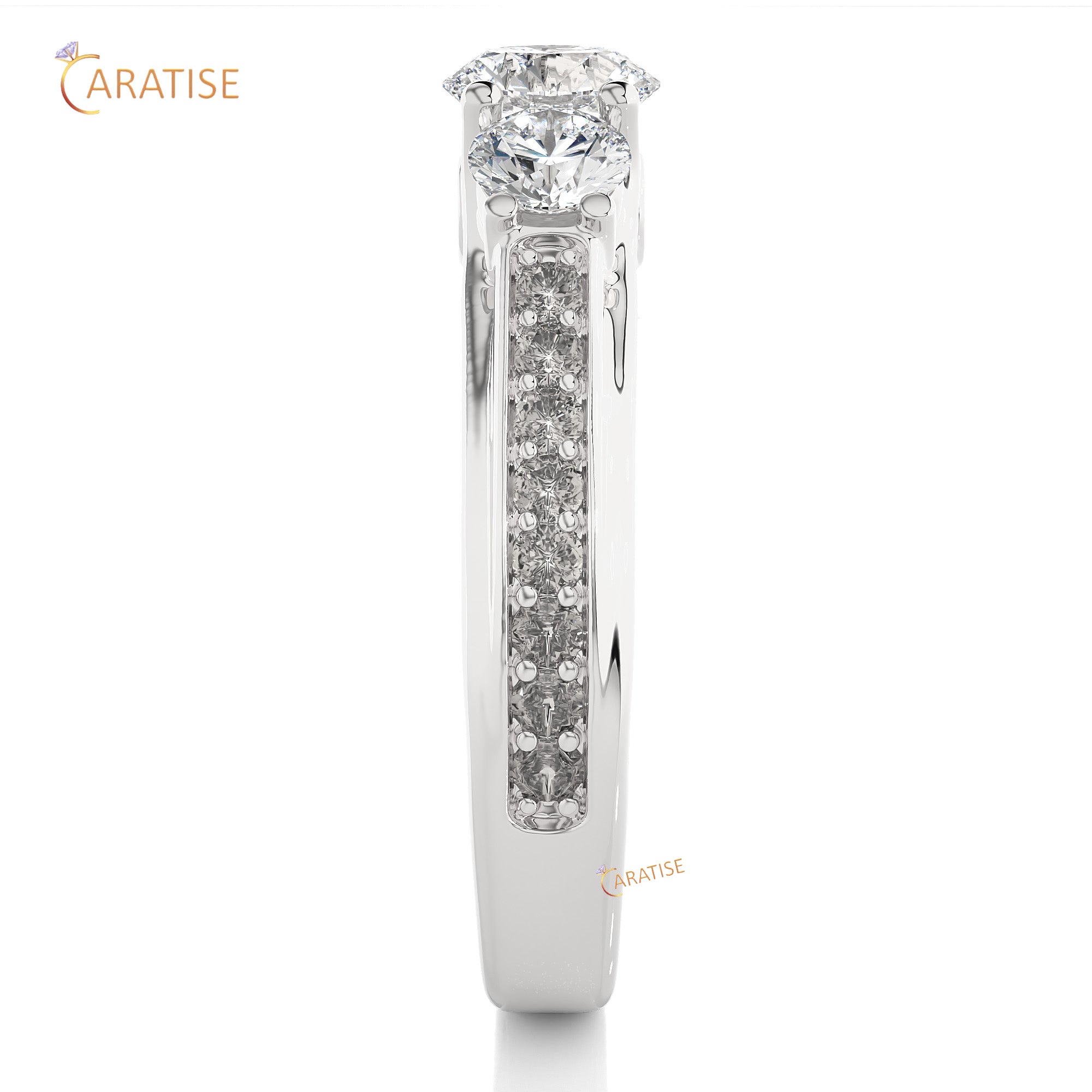 1.70 TDW Round Cut Engagement Moissanite Diamond Ring 925 Silver