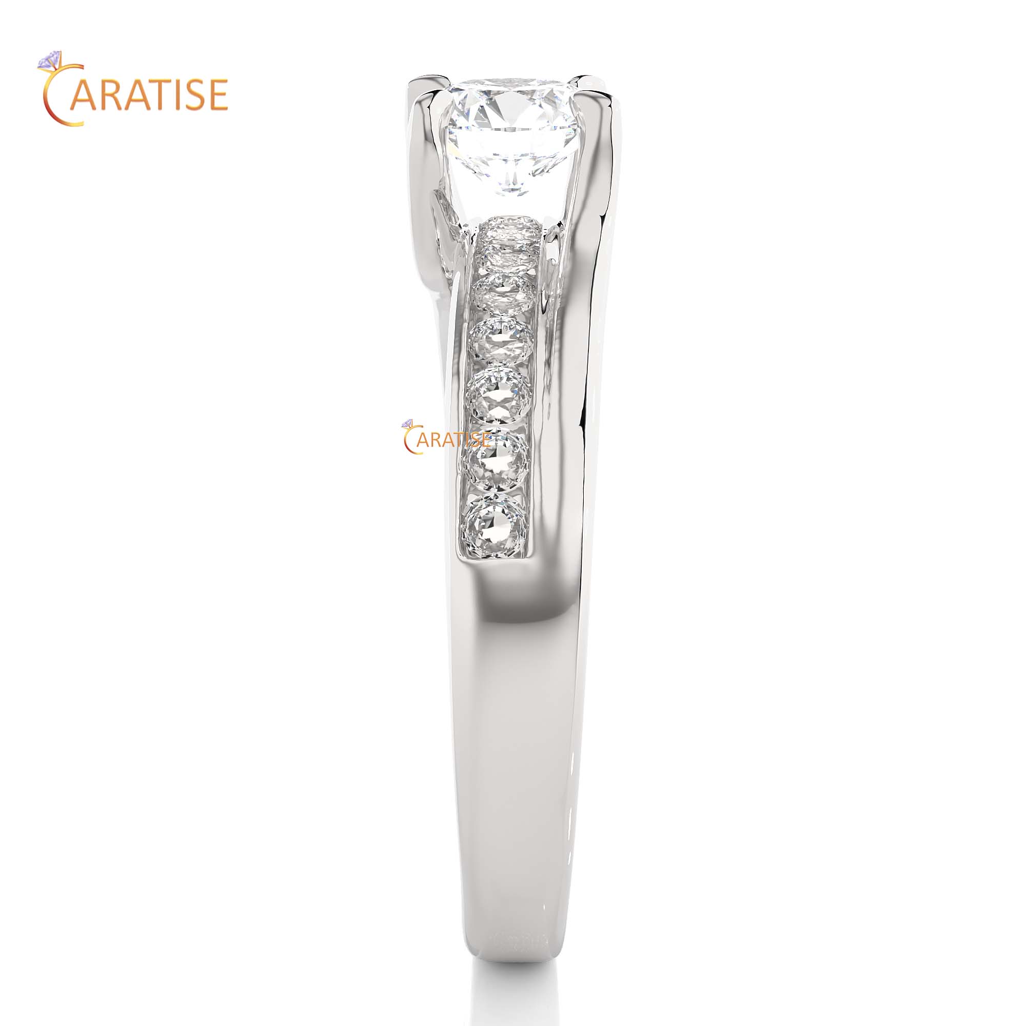 0.97 TDW Round Cut Engagement Moissanite Diamond Ring 925 Silver