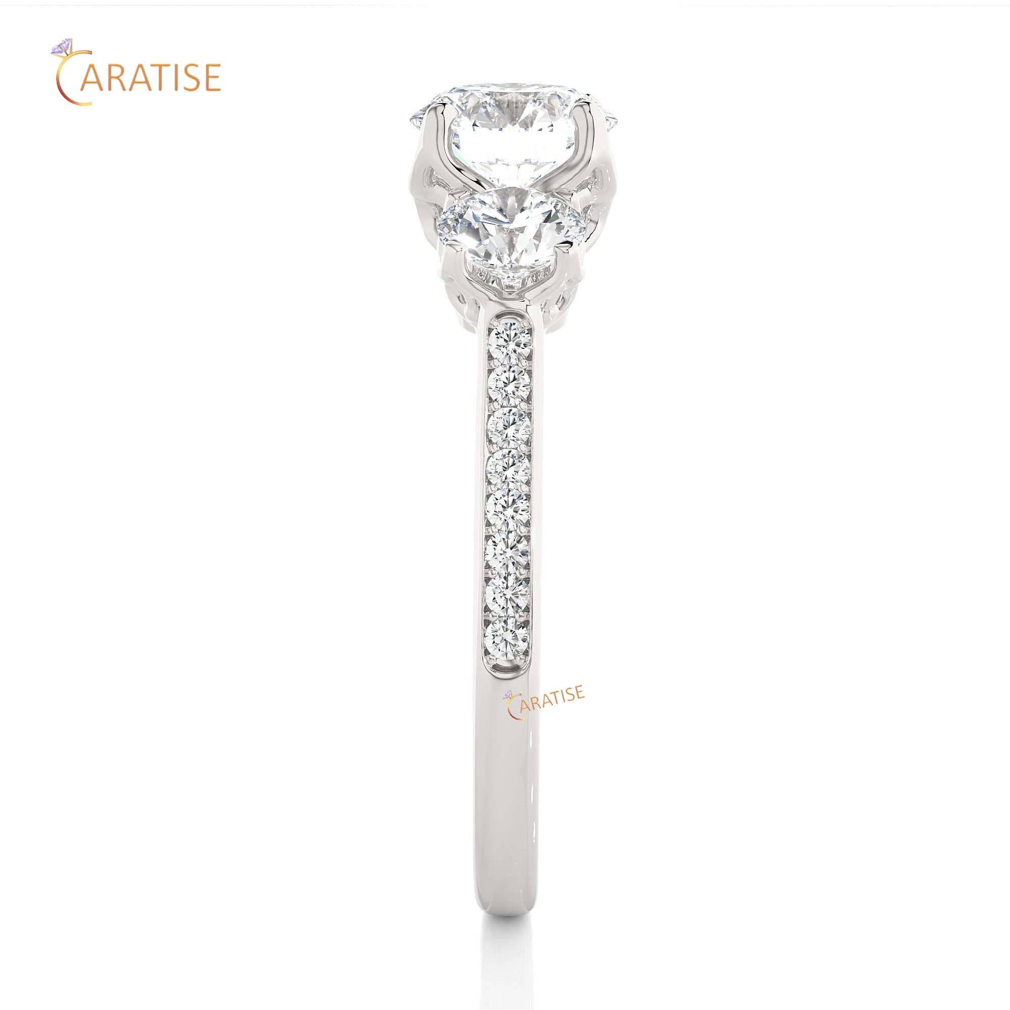 1.80 TDW Round Cut Engagement Moissanite Diamond Ring 925 Silver